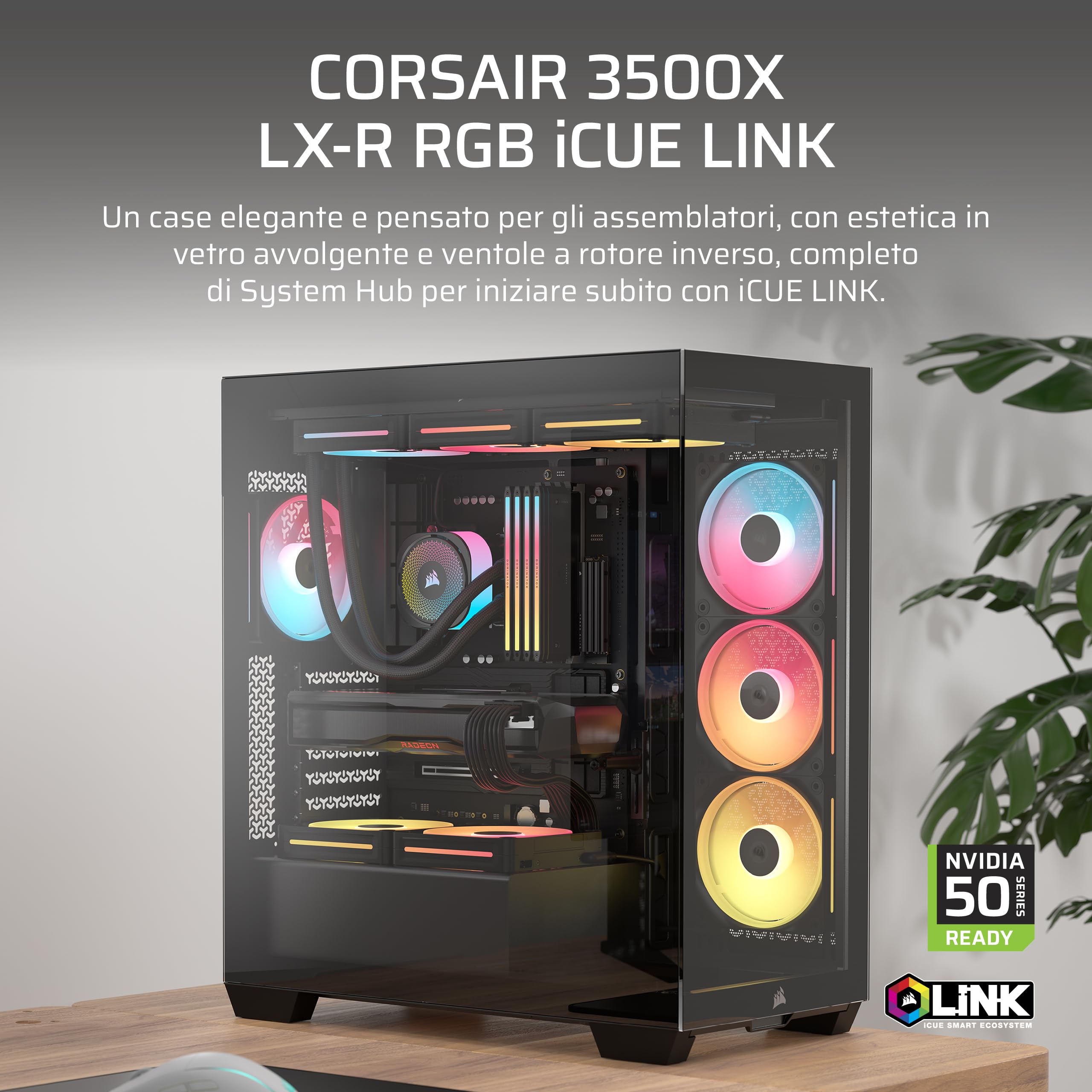 corsair-3500x-lx-r-rgb-icue-link-mid-tower-panoramico-nero-con-3-ventole image 2