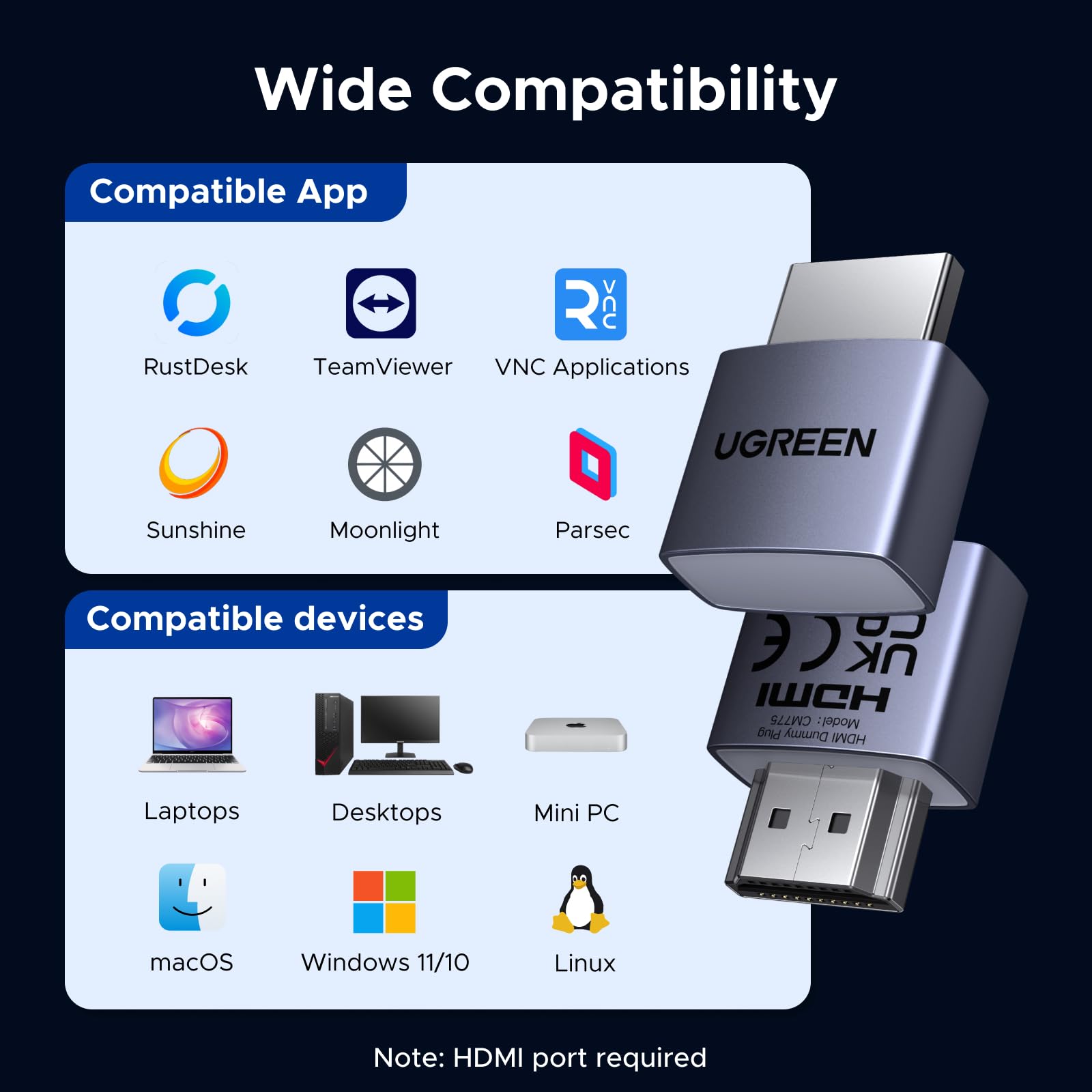 ugreen-hdmi-dummy-plug-4k-60hz-edid-emulator-lotto-da-4 image 8