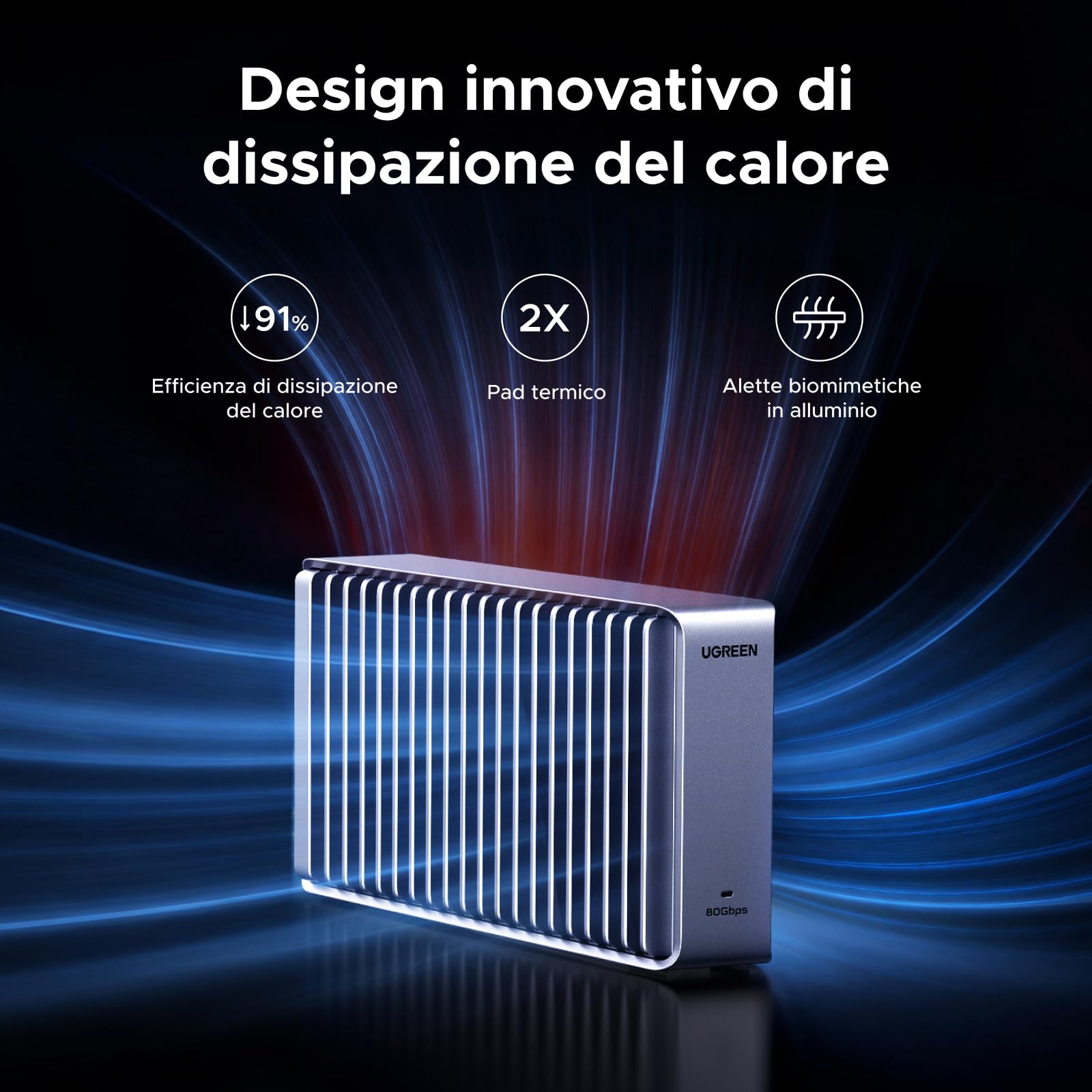 ugreen-case-per-ssd-m-2-nvme-80-gbps-thunderbolt-5-4-con-dissipatore-in-allumini image 3
