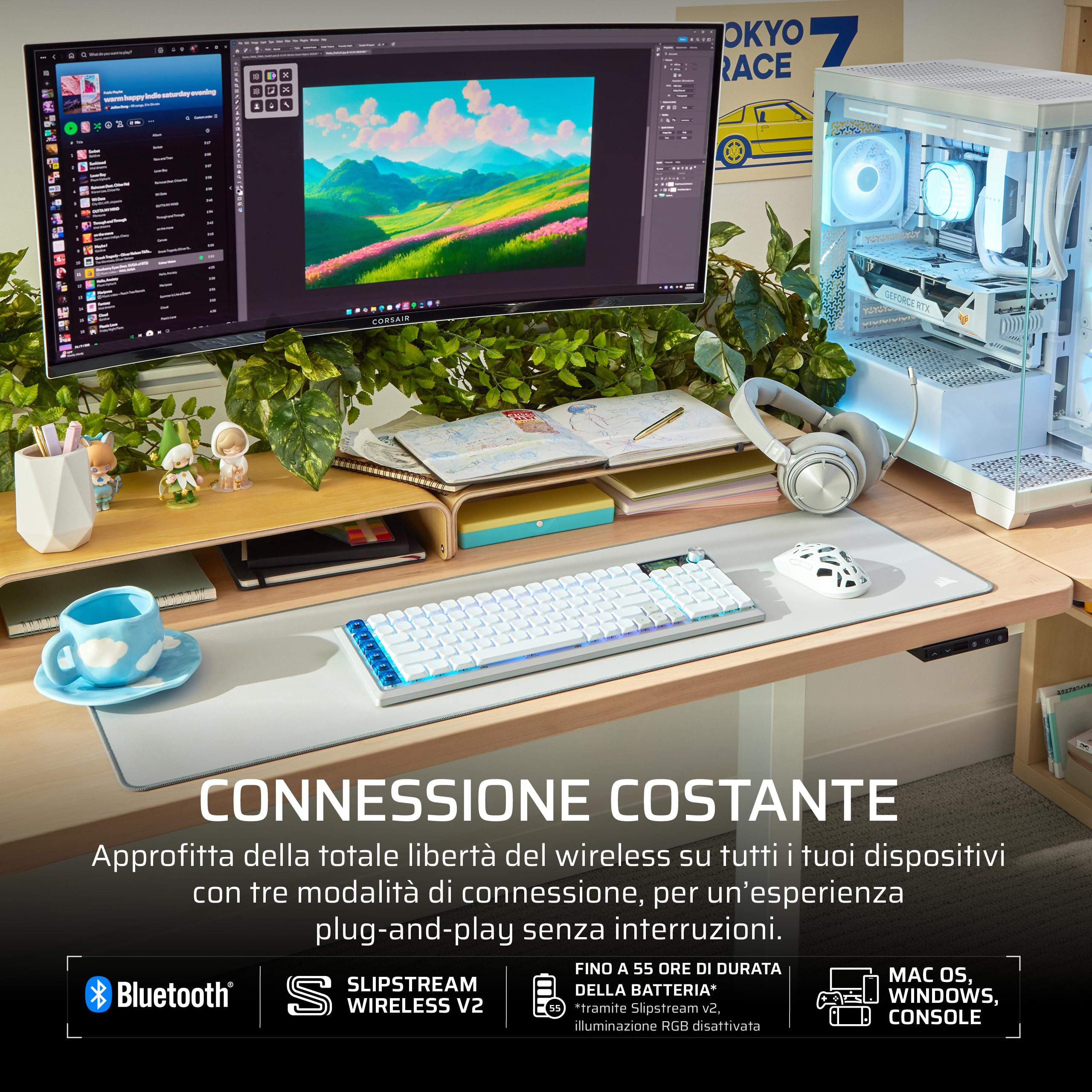 corsair-vanguard-air-99-wireless-tastiera-da-gioco-a-basso-profilo-bianco-ottico image 7