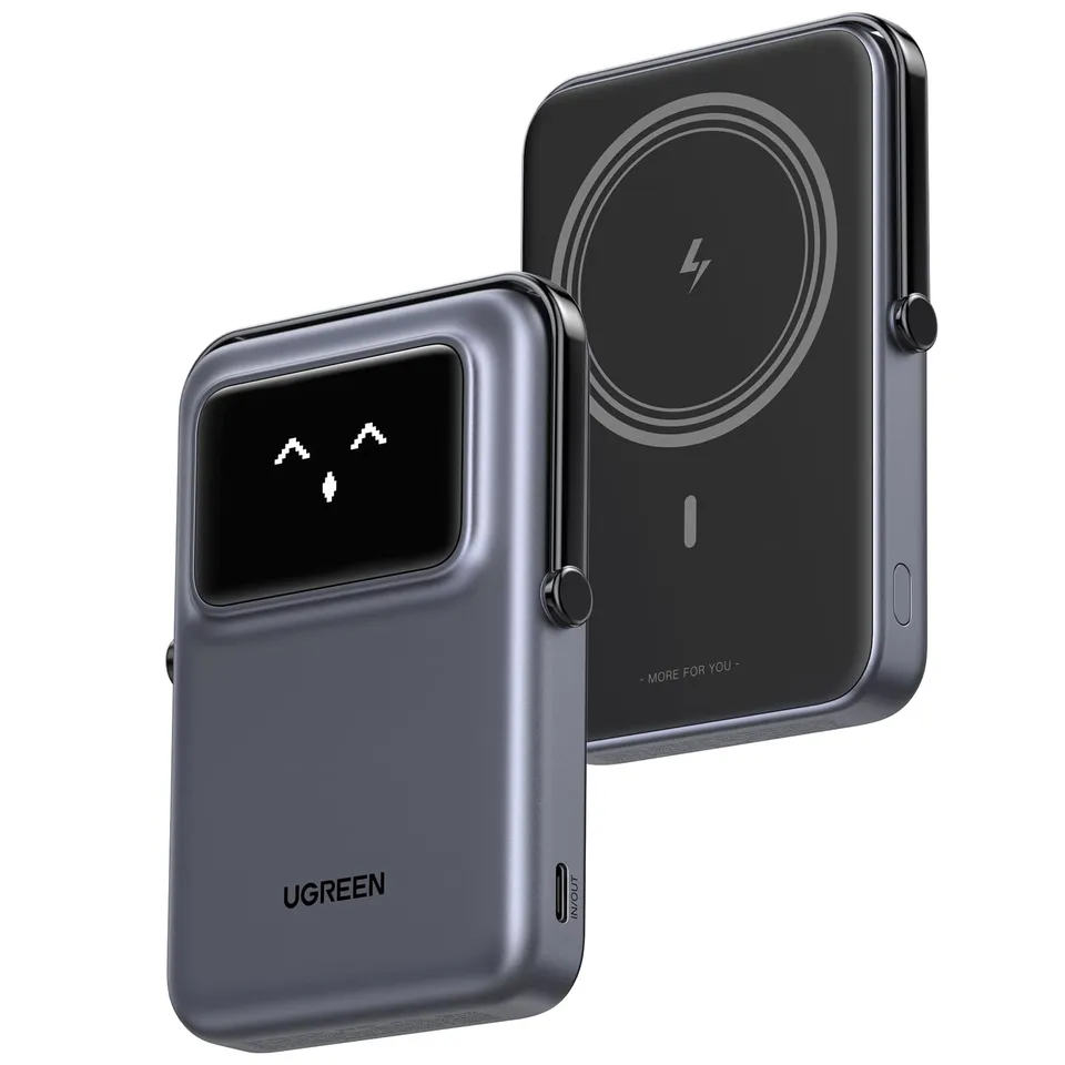 ugreen-uno-power-bank-magnetico-10000mah-pd-20w-con-cavo-e-stand-nero image 1