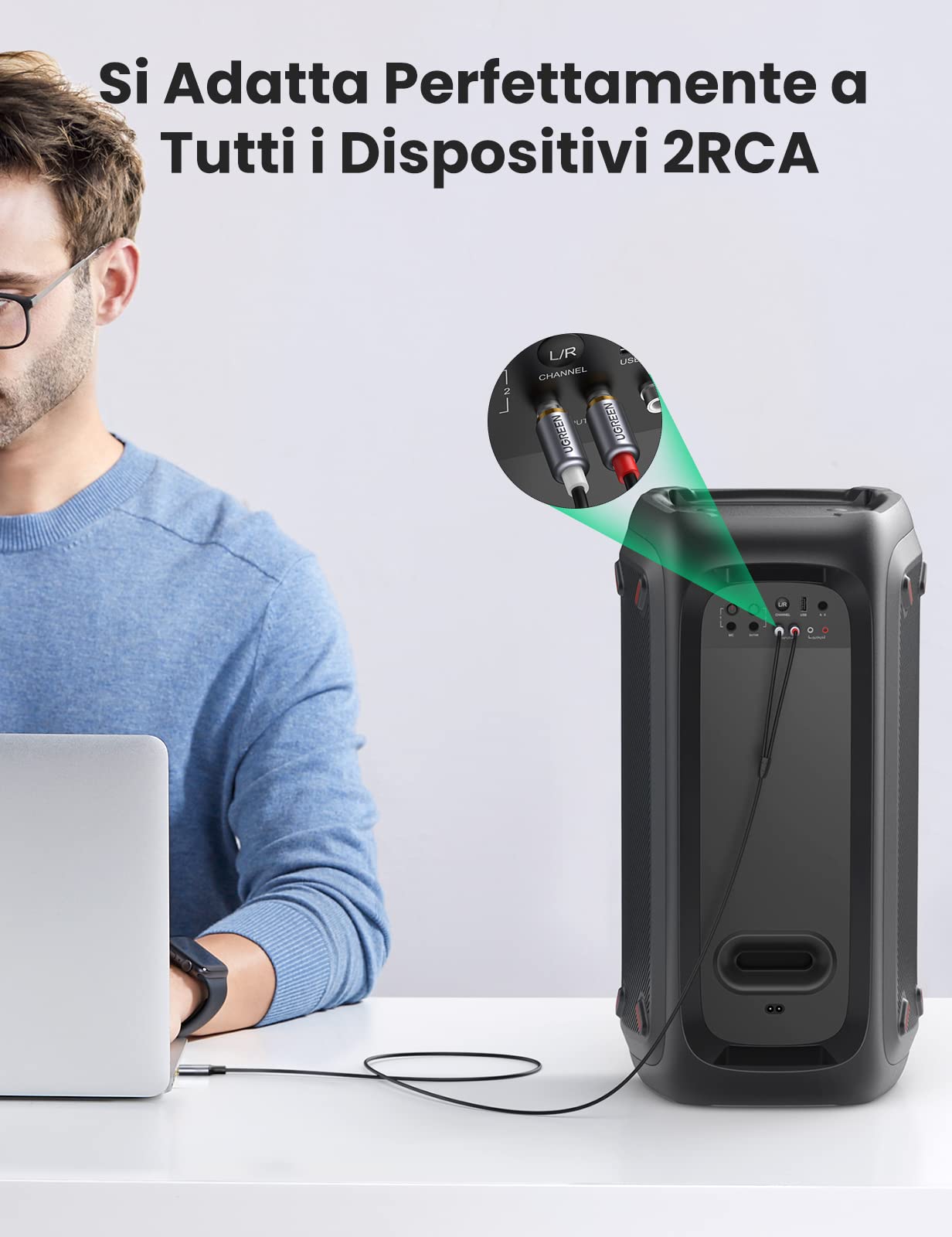 ugreen-cavo-usb-c-a-2-rca-maschio-con-chip-dac-audio-stereo-16bit-48khz-1-5-m-al image 4