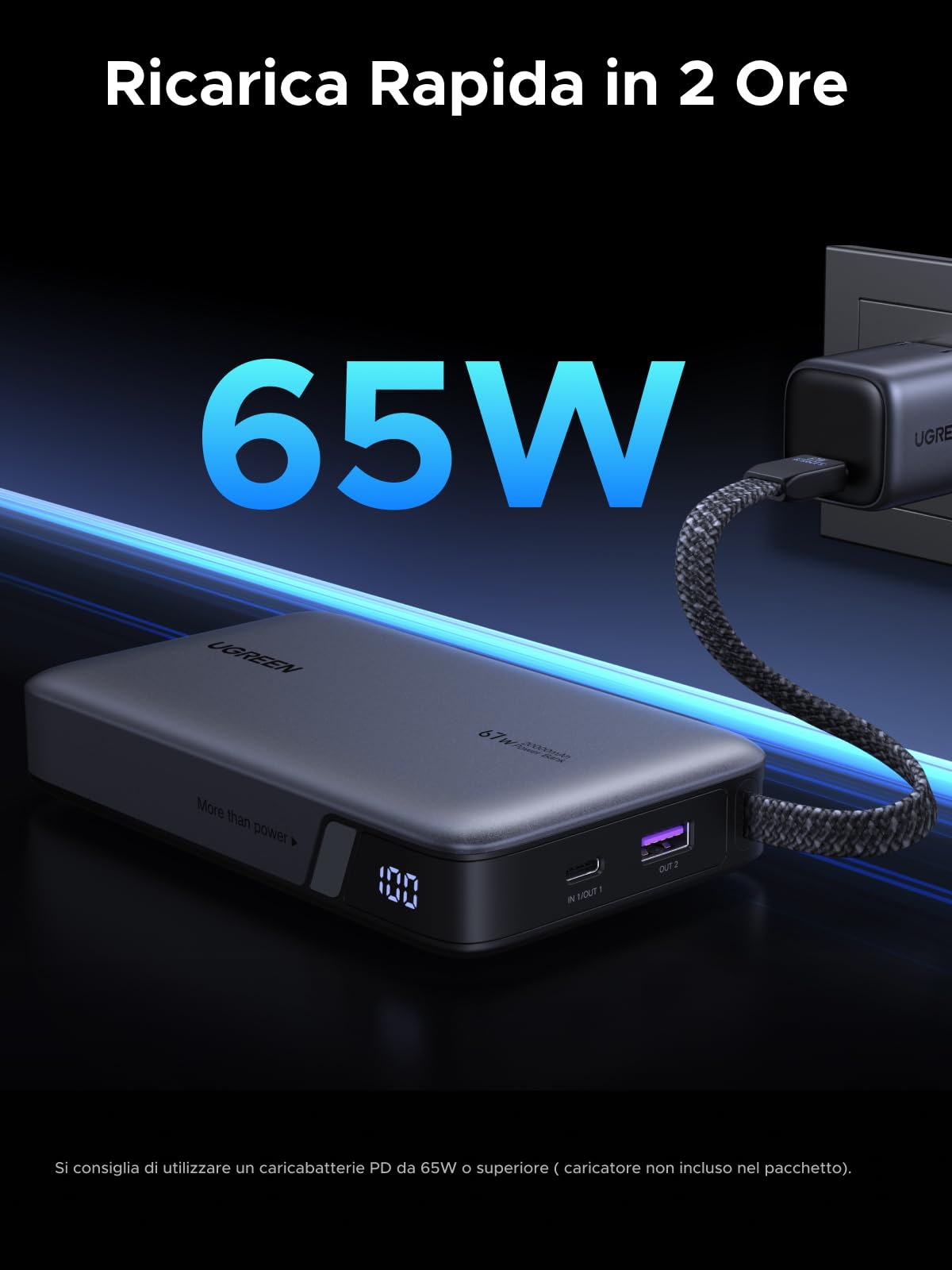 ugreen-nexode-67w-power-bank-20000mah-pd-65w-xiaomi-67w-con-cavo-usb-c-e-display image 6