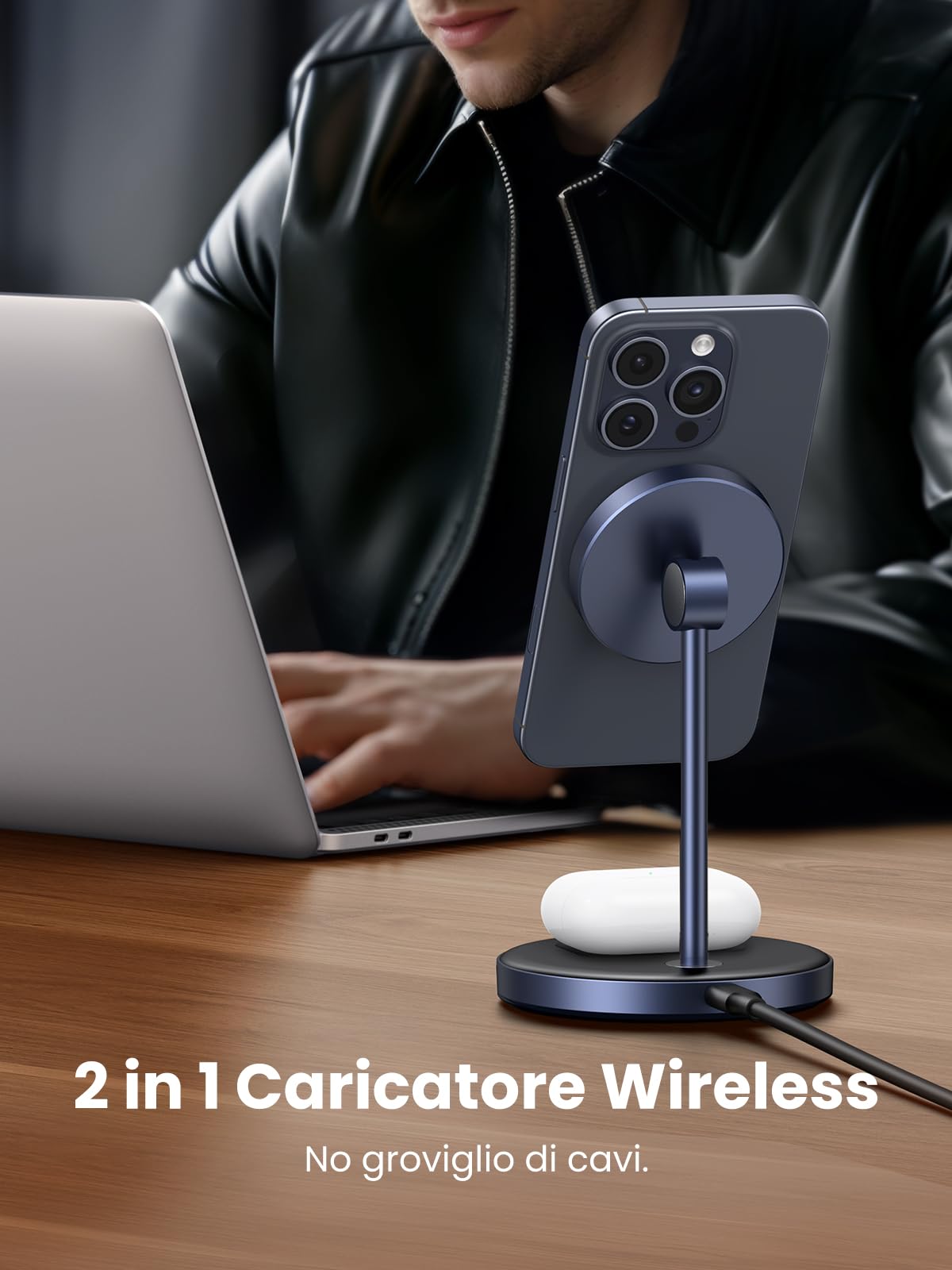ugreen-zapix-stazione-ricarica-wireless-magsafe-2-in-1-per-iphone-airpods image 5