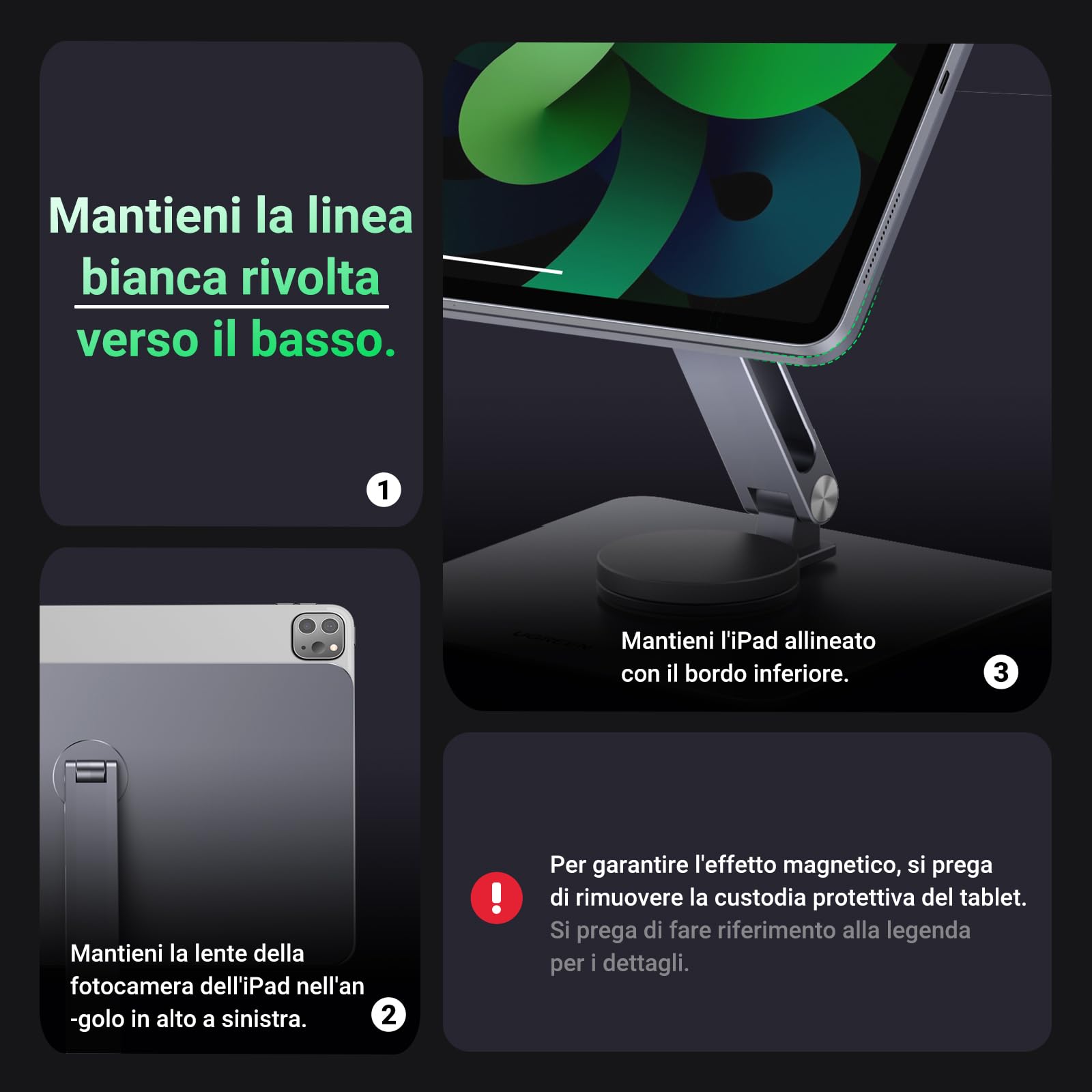 ugreen-supporto-magnetico-da-scrivania-in-alluminio-per-ipad-pro-12-9-girevole-3 image 4