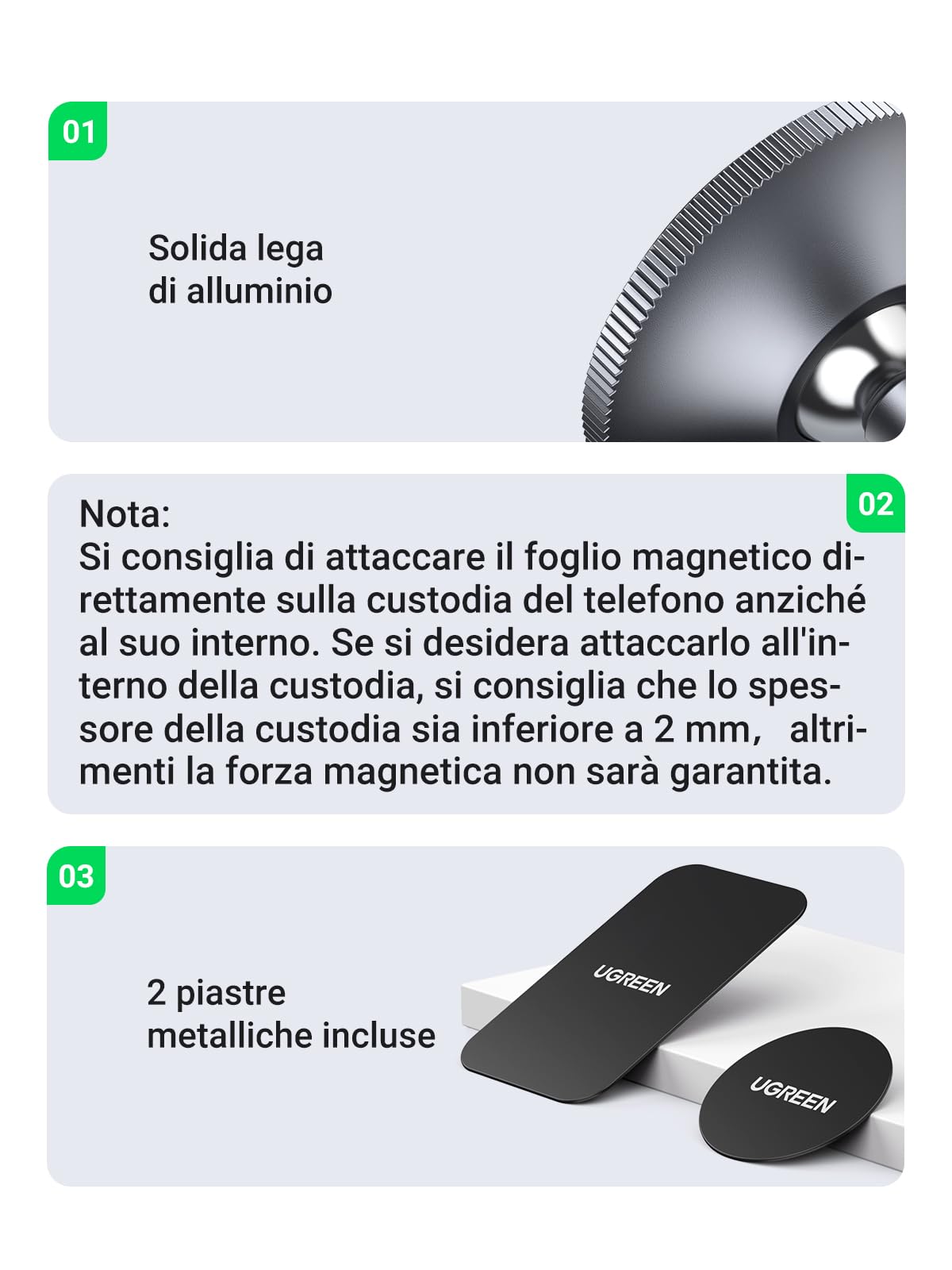 ugreen-2-in-1-supporto-telefono-auto-magnetico-per-cruscotto-e-bocchette-aria image 3