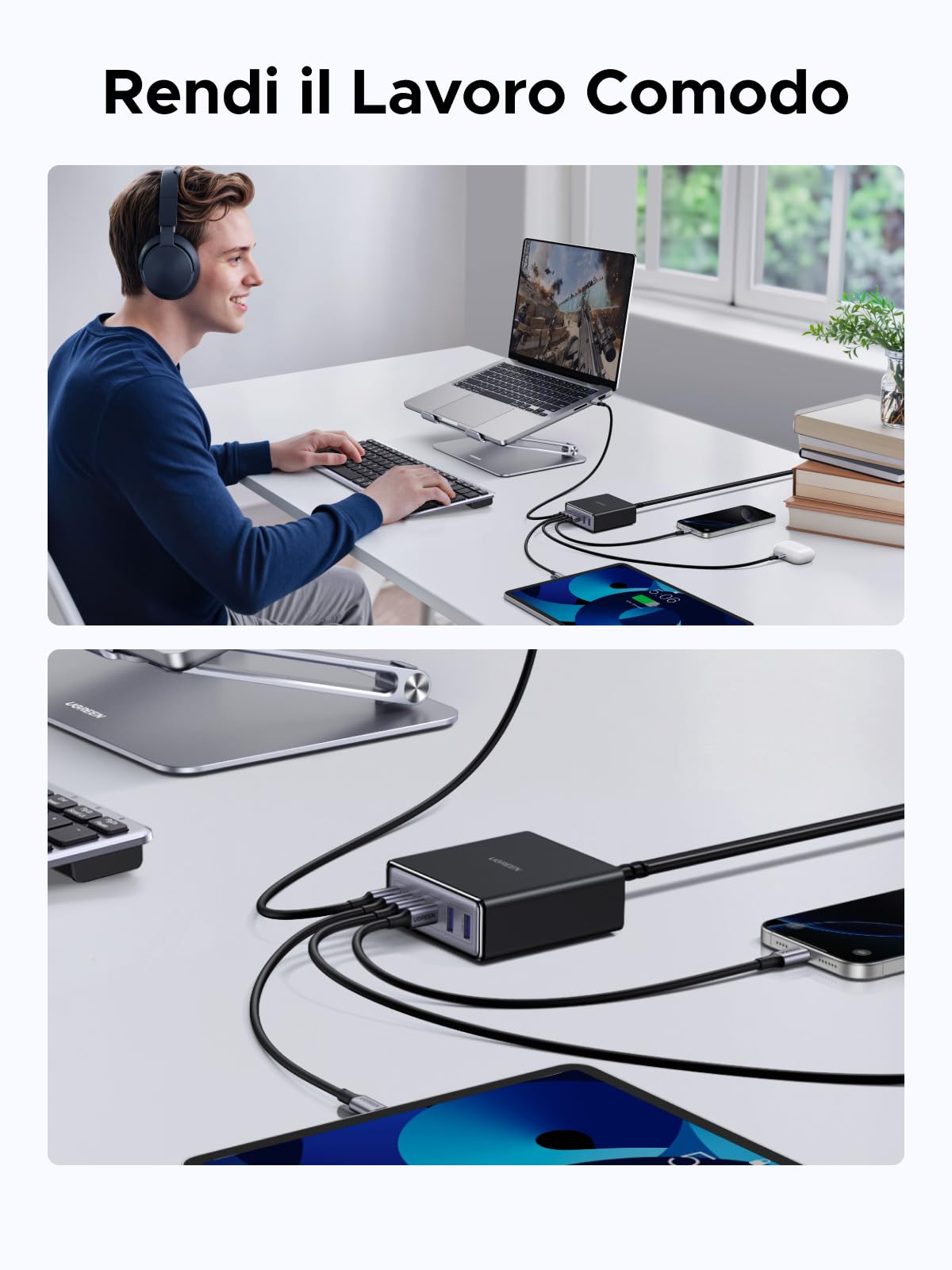 ugreen-zapix-stazione-ricarica-gan-100w-6-porte-usb-c-usb-a-pd image 8