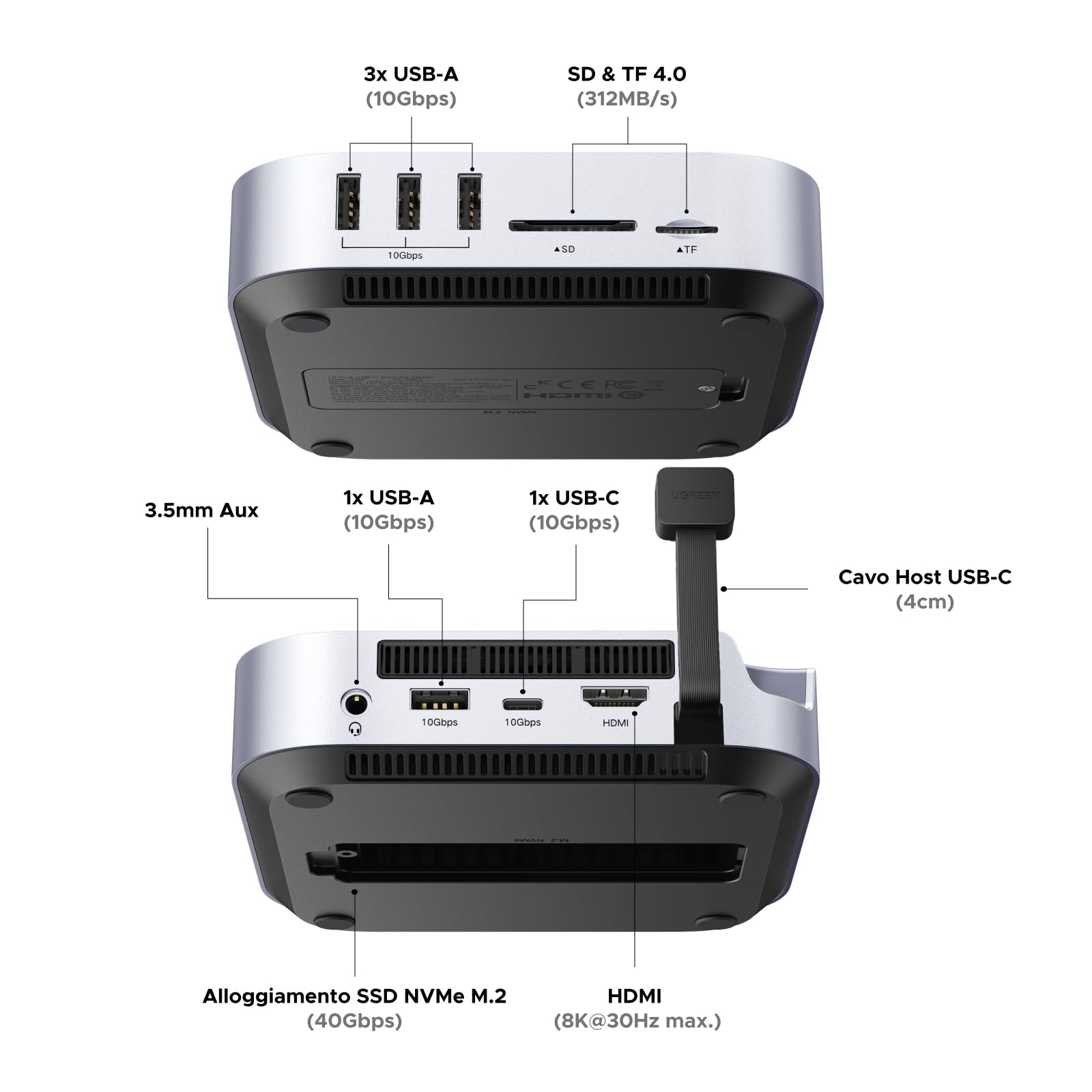 ugreen-docking-station-usb4-40gbps-per-mac-mini-m4-m4-pro-con-case-ssd image 2