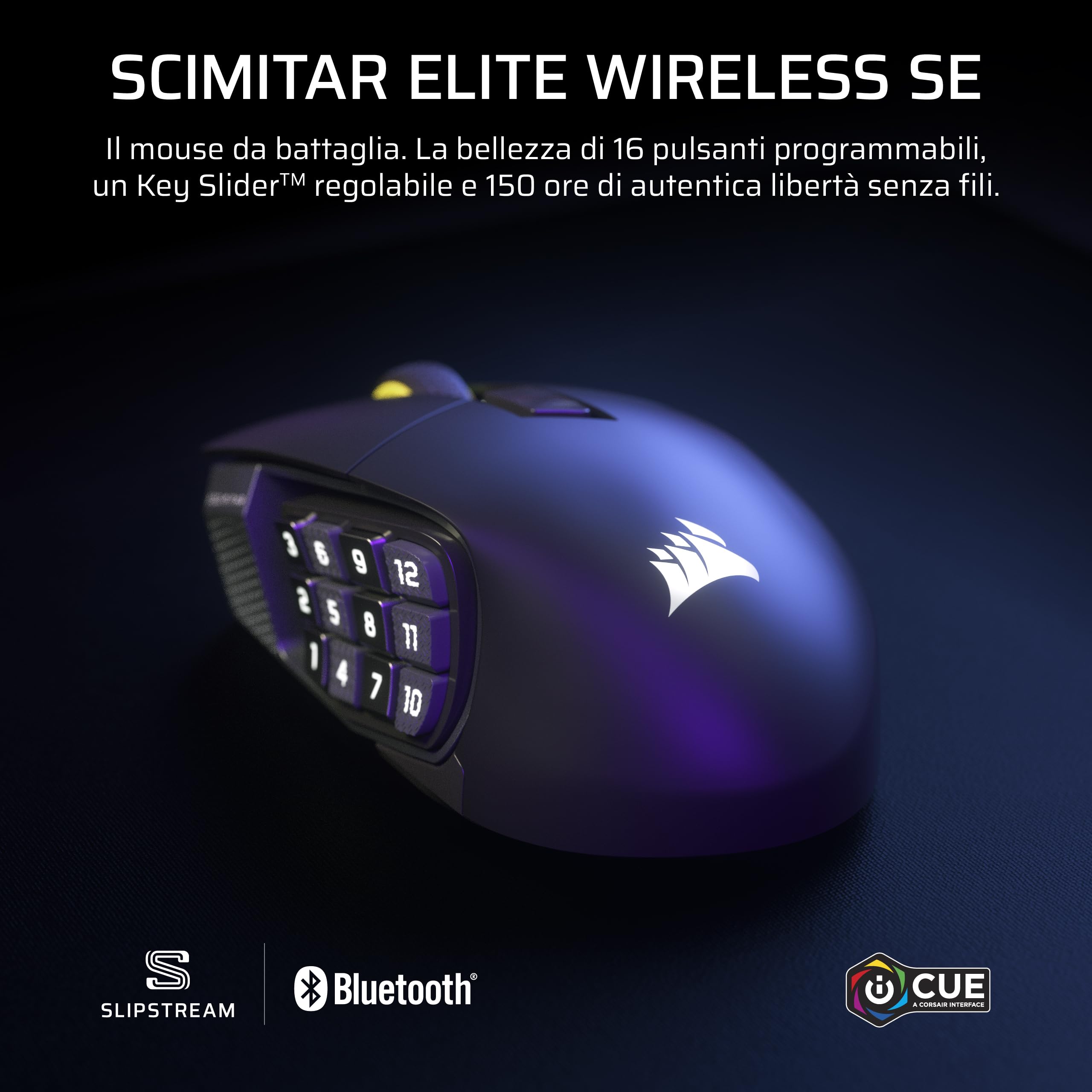 corsair-scimitar-elite-wireless-se-mouse-gaming-mmo-gunmetal-33-000-dpi-16-pulsa image 2