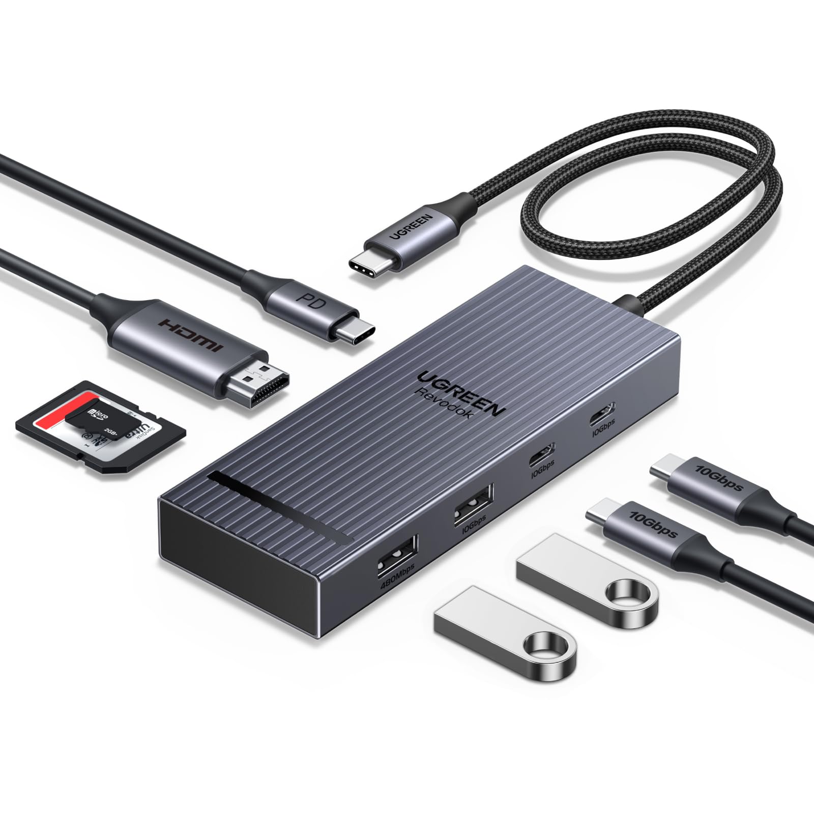 ugreen-revodok-pro-108-hub-usb-c-8-in-1-con-hdmi-4k-60hz-10gbps-pd-100w-e-lettor image 1