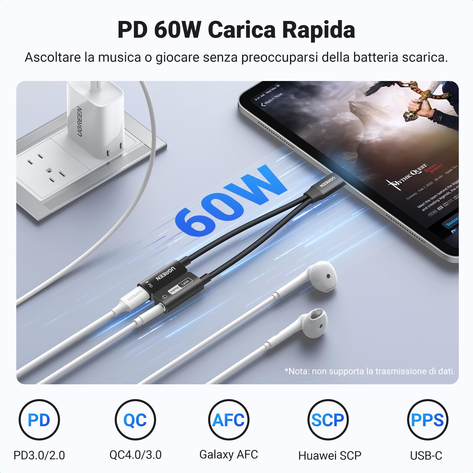 ugreen-adattatore-usb-c-a-jack-3-5mm-2-in-1-pd-60w-hi-res image 4