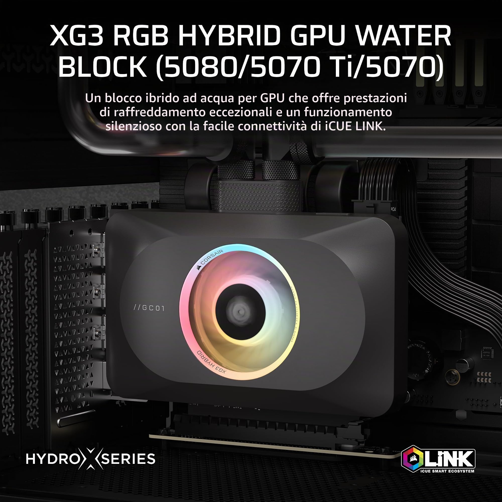 corsair-xg3-rgb-hybrid-waterblock-gpu-per-rtx-5080-5070-ti-5070-icue-link-nero image 2