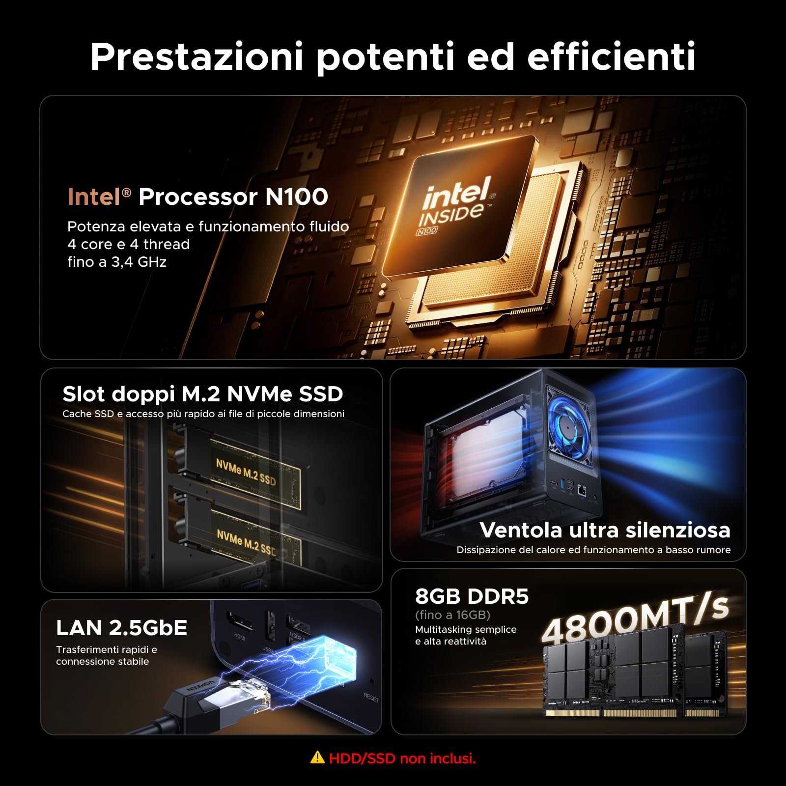 ugreen-nasync-dxp2800-nas-2-vani-intel-n100-2-5gbe-senza-dischi image 2