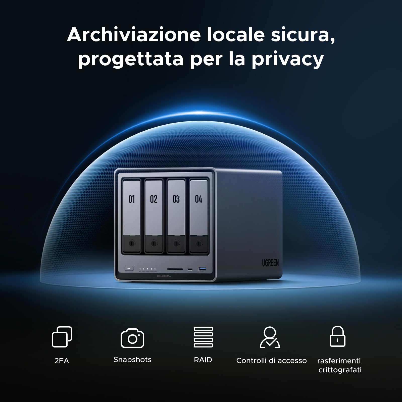 ugreen-nasync-dxp4800-pro-nas-4-vani-senza-hdd-intel-core-i3-1315u-10gbe image 8