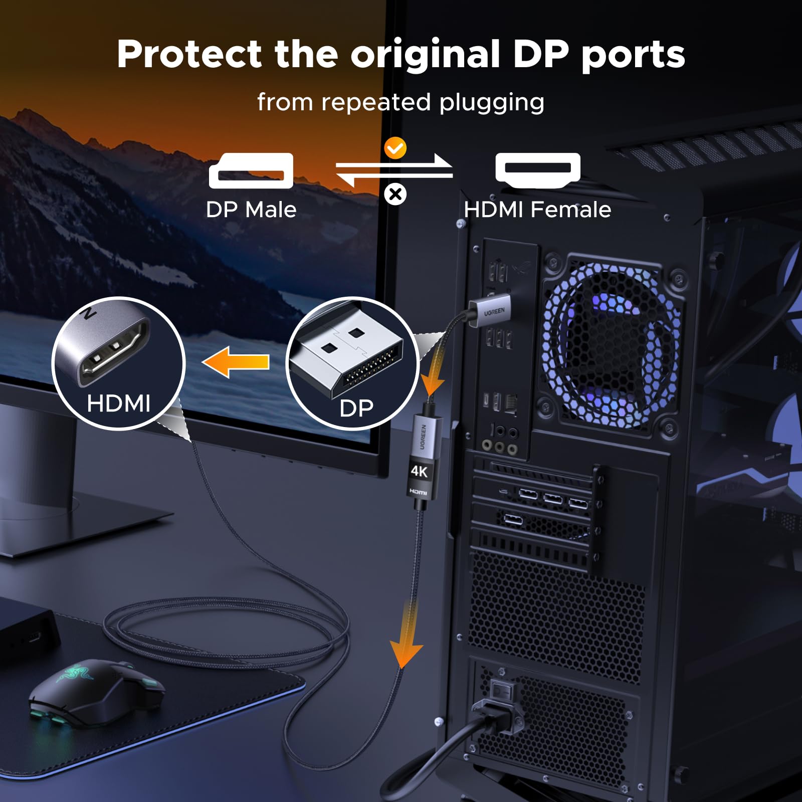 ugreen-adattatore-displayport-a-hdmi-4k-30hz-confezione-da-2-pezzi image 4
