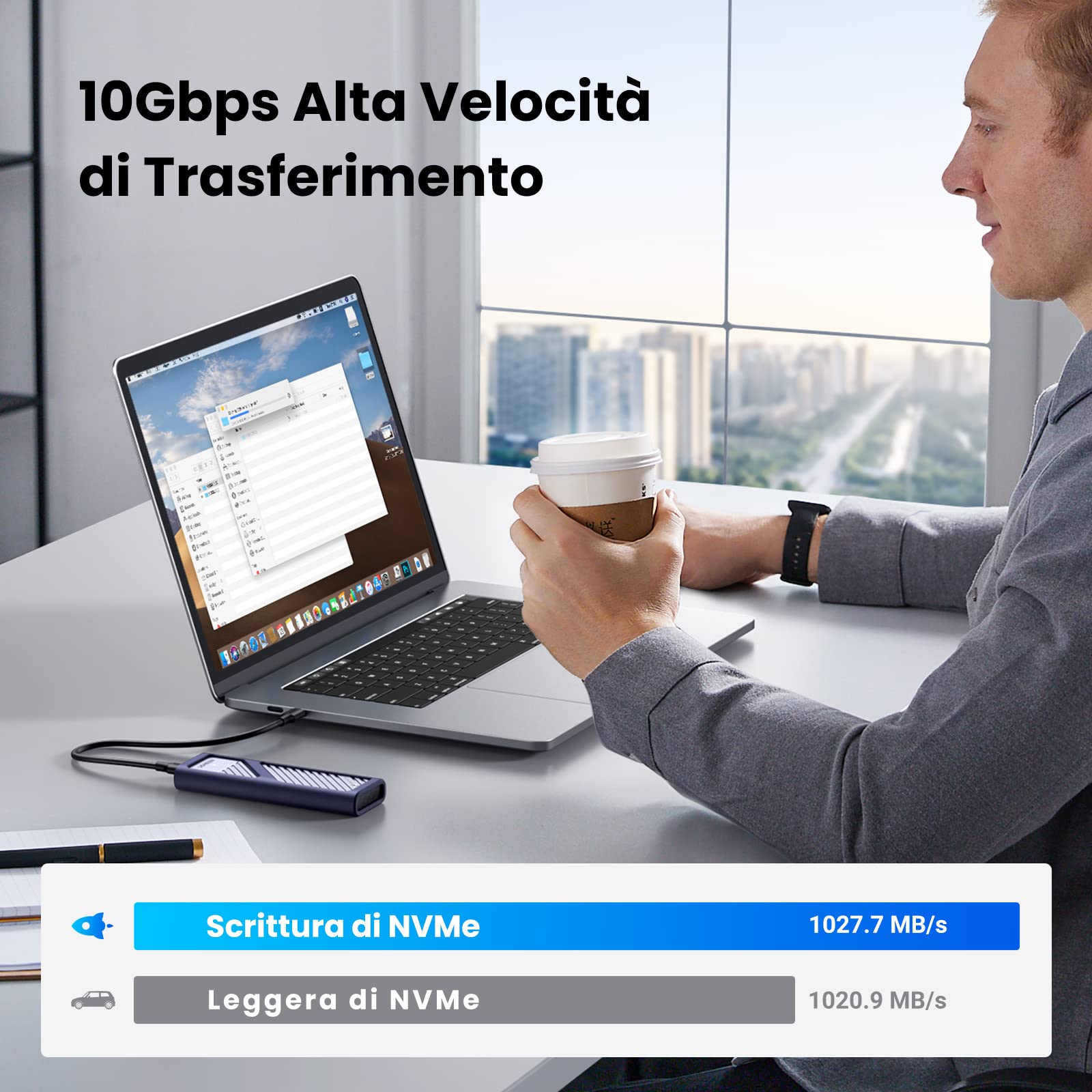 ugreen-case-esterno-ssd-m-2-nvme-pcie-usb-c-3-2-gen2-10gbps-fino-a-4tb image 3