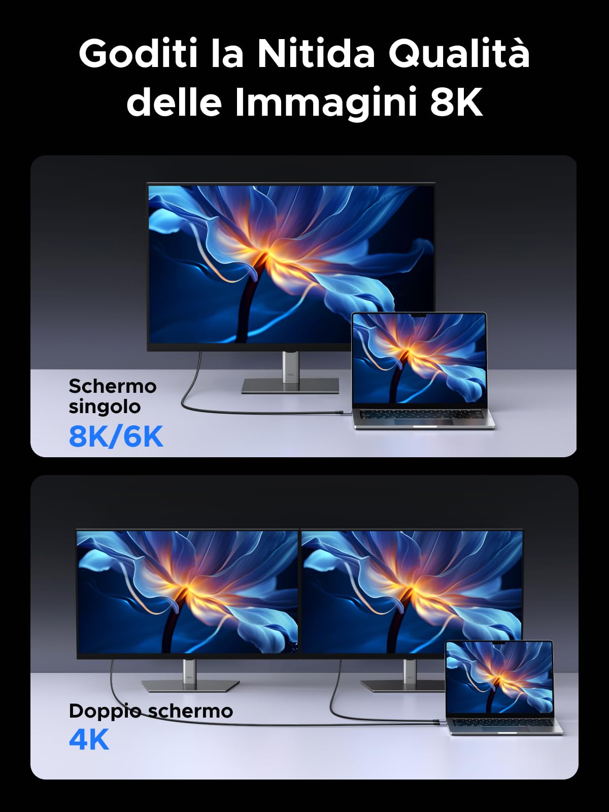 ugreen-nexode-cavo-usb4-gen4-40gbps-8k-60hz-240w-pd-3-1-type-c-1m-nylon image 3