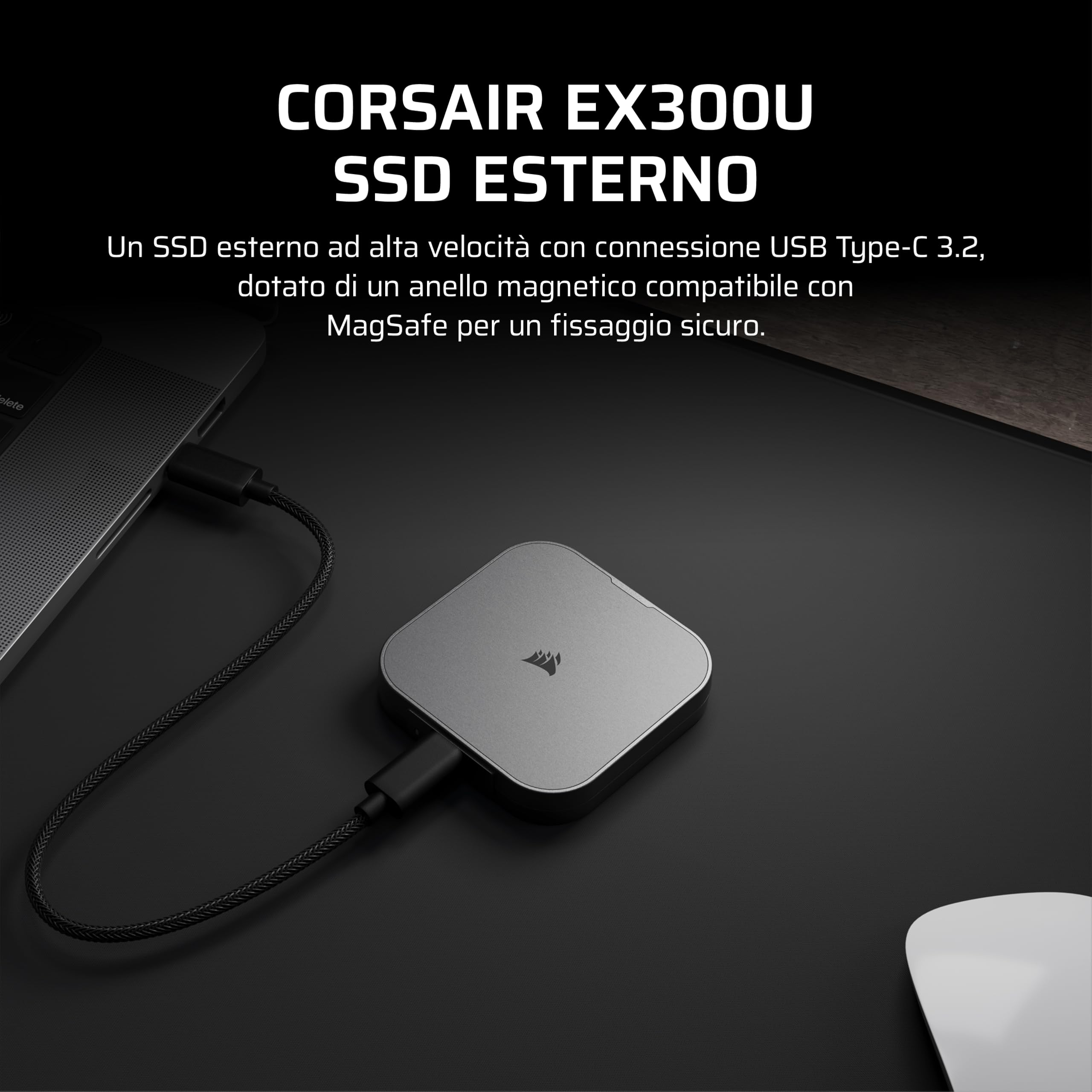 corsair-ex300u-ssd-esterno-portatile-2tb-usb-c-3-2-gen2-1100mb-s-magsafe-grigio image 2