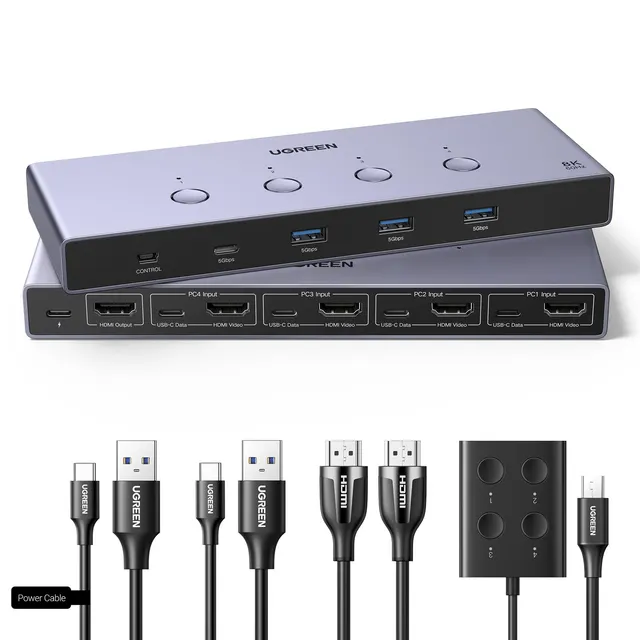 ugreen-switch-kvm-hdmi-2-1-4-in-1-out-8k-60hz-usb-3-0-con-usb-c image 1