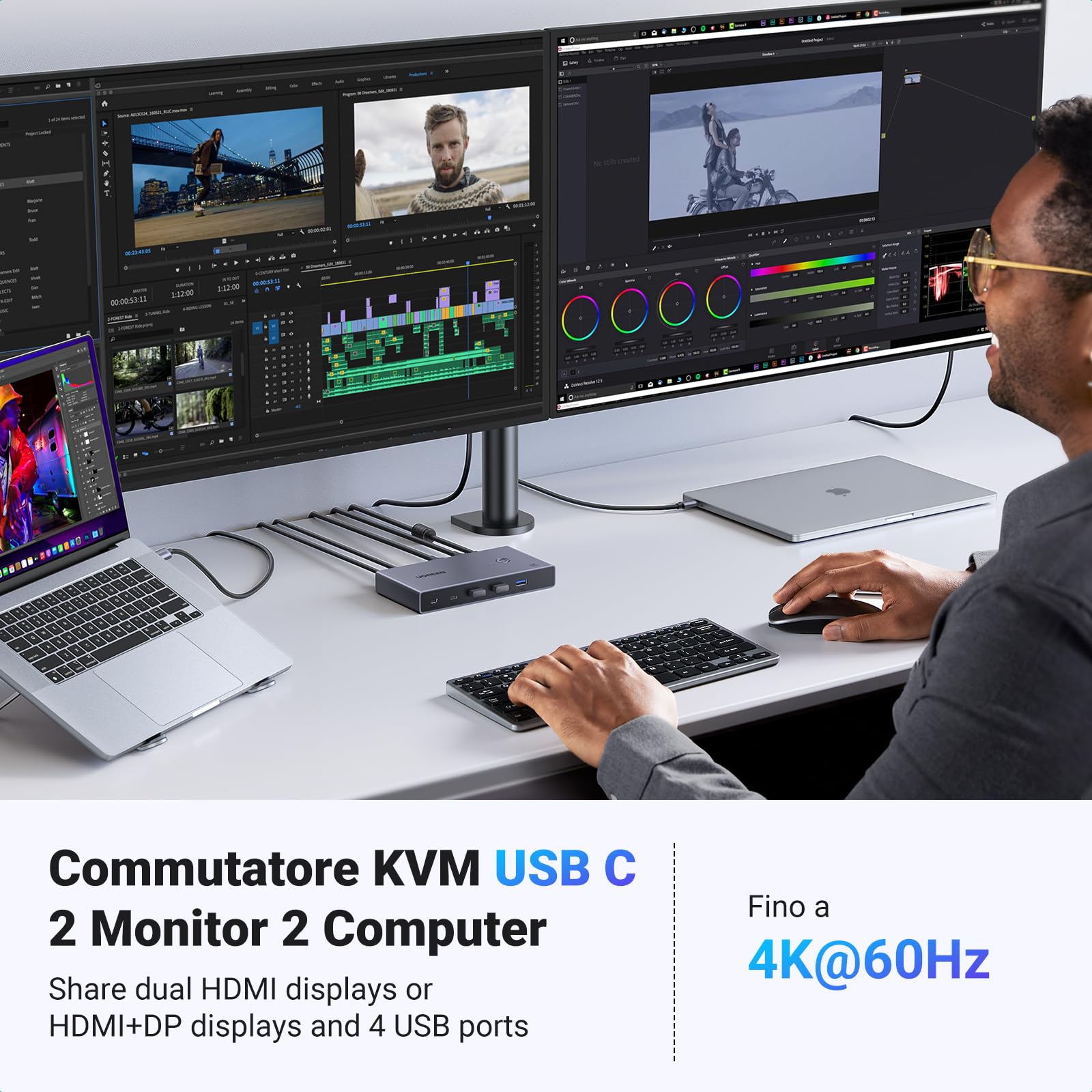 ugreen-switch-kvm-hdmi-2-0-4k-60hz-2-pc-2-monitor-usb-3-0 image 2