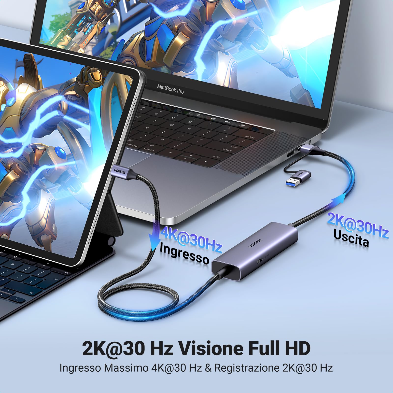 ugreen-scheda-di-acquisizione-video-usb-c-4k-2k-30hz-1080p-60fps-pd-100w image 2