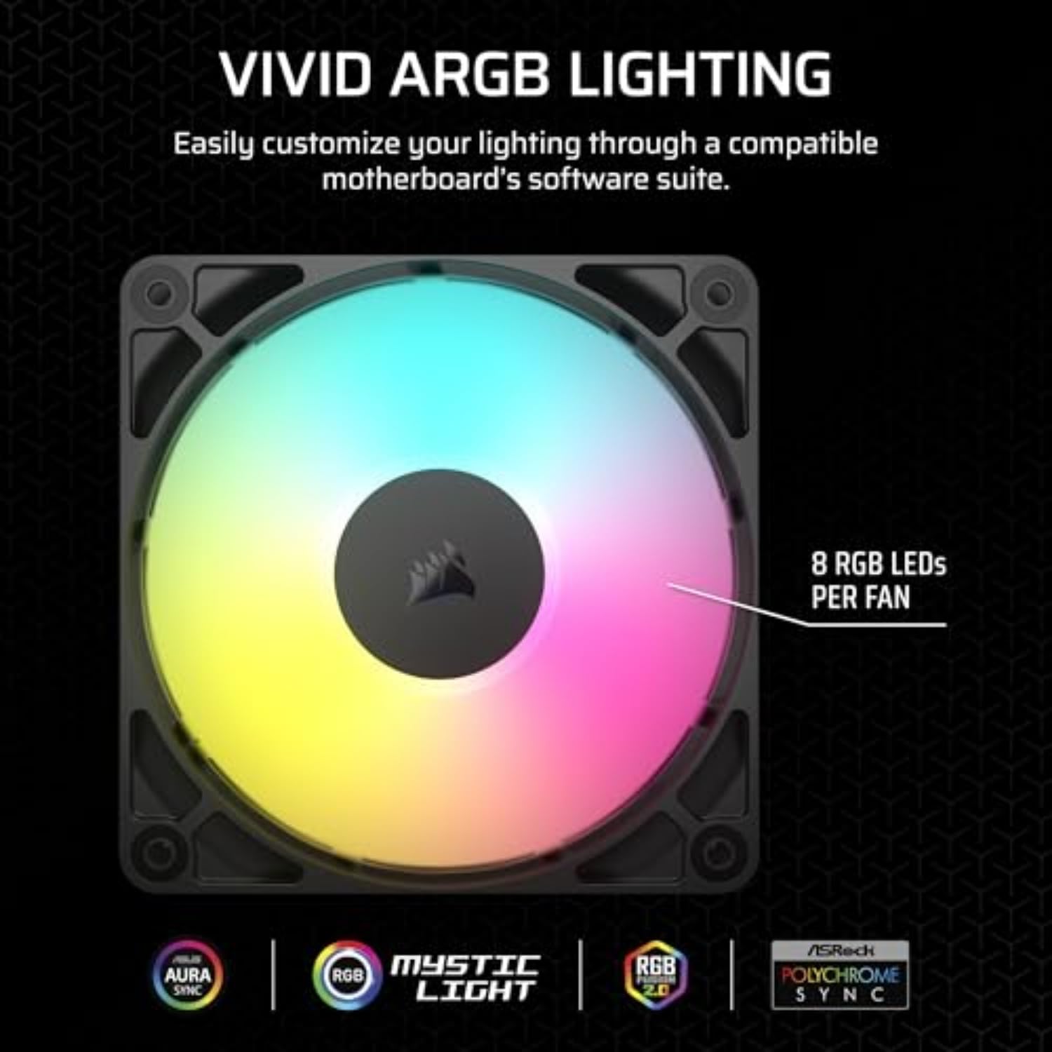corsair-rs120-argb-ventola-case-120mm-nera-3-pezzi-alta-pressione-pwm-2100-rpm image 4