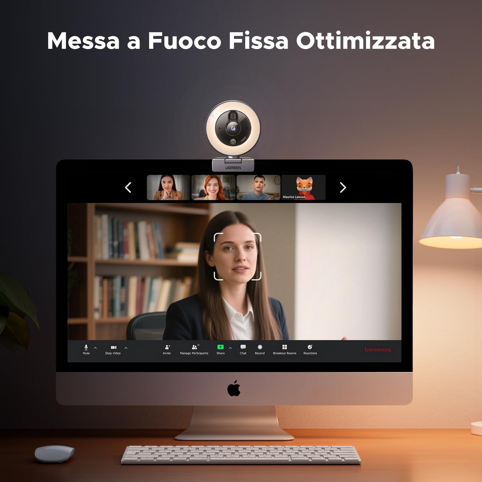 ugreen-webcam-2k-30fps-usb-a-usb-c-con-luce-led-e-doppio-microfono image 3