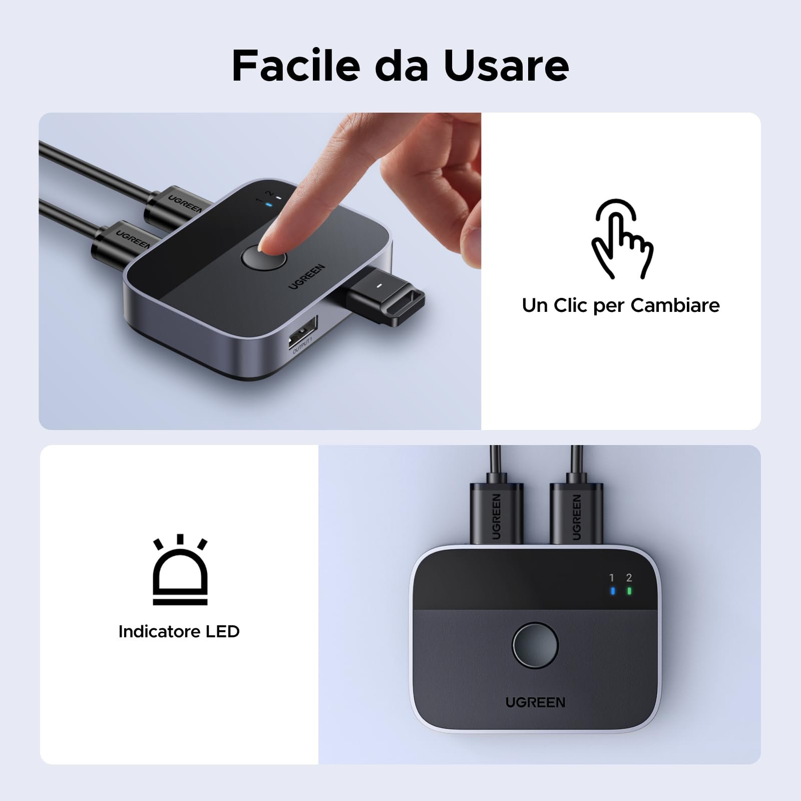 ugreen-switch-usb-3-0-kvm-2x2-per-due-pc-5gbps-alluminio-con-cavi image 5