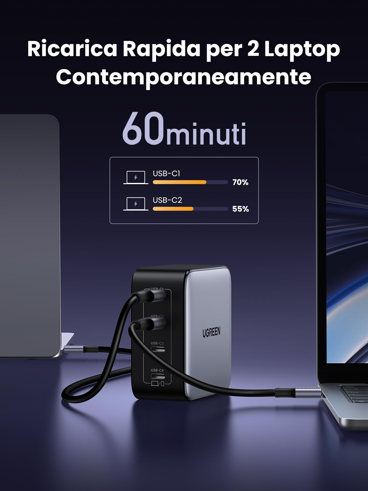 ugreen-nexode-100w-caricatore-usb-c-gan-4-porte-type-c-pd-3-0-e-pps-45w-per-macb image 4