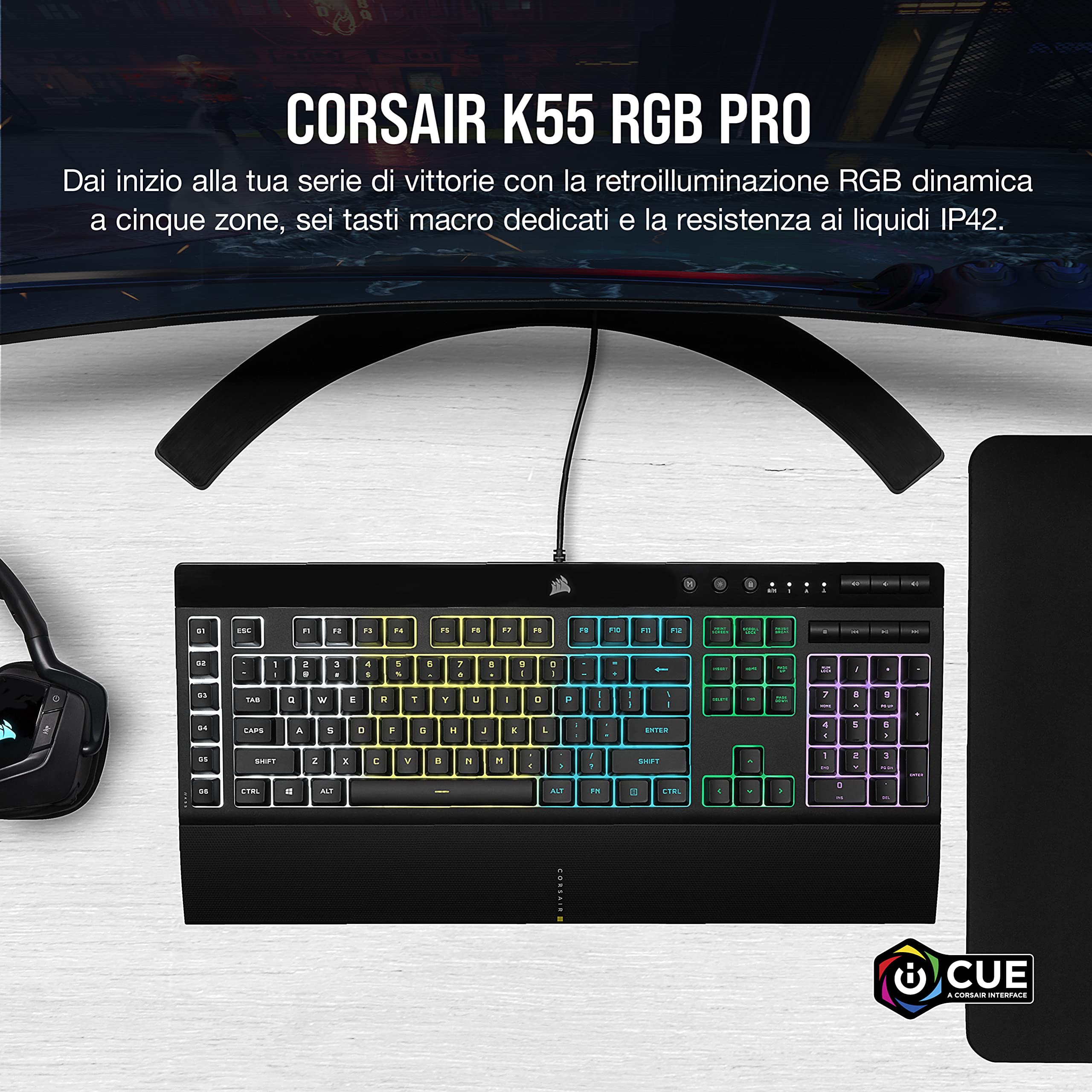corsair-k55-rgb-pro-tastiera-gaming-cablata-a-membrana-con-6-tasti-macro-ip42-ne image 3