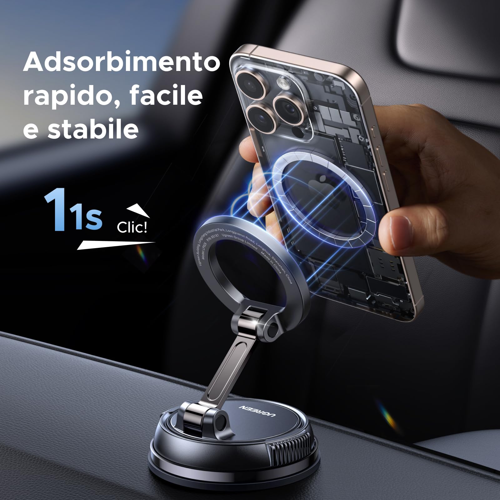 ugreen-supporto-telefono-auto-magnetico-magsafe-rotazione-360-nero image 6
