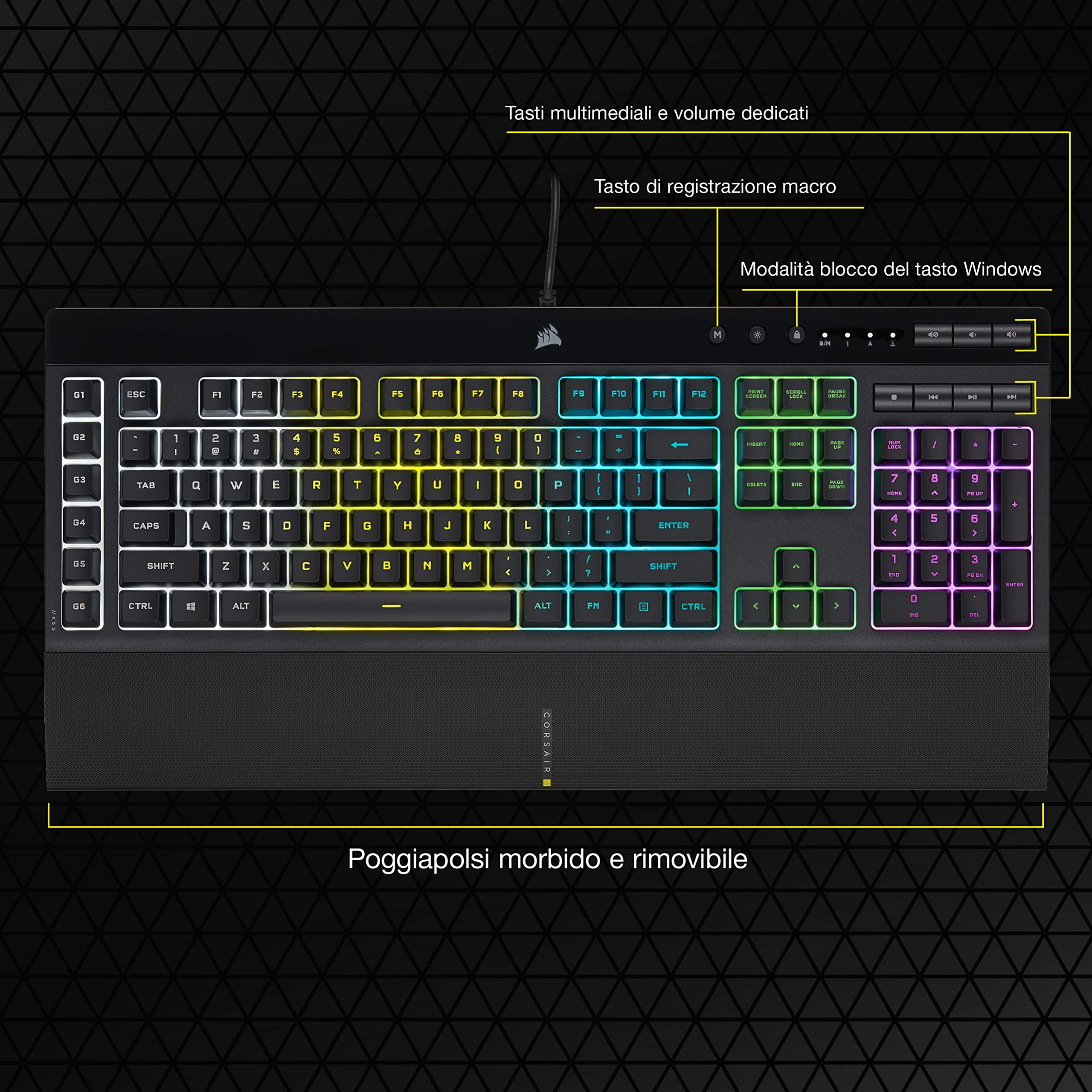 corsair-k55-rgb-pro-tastiera-gaming-cablata-a-membrana-con-6-tasti-macro-ip42-ne image 8