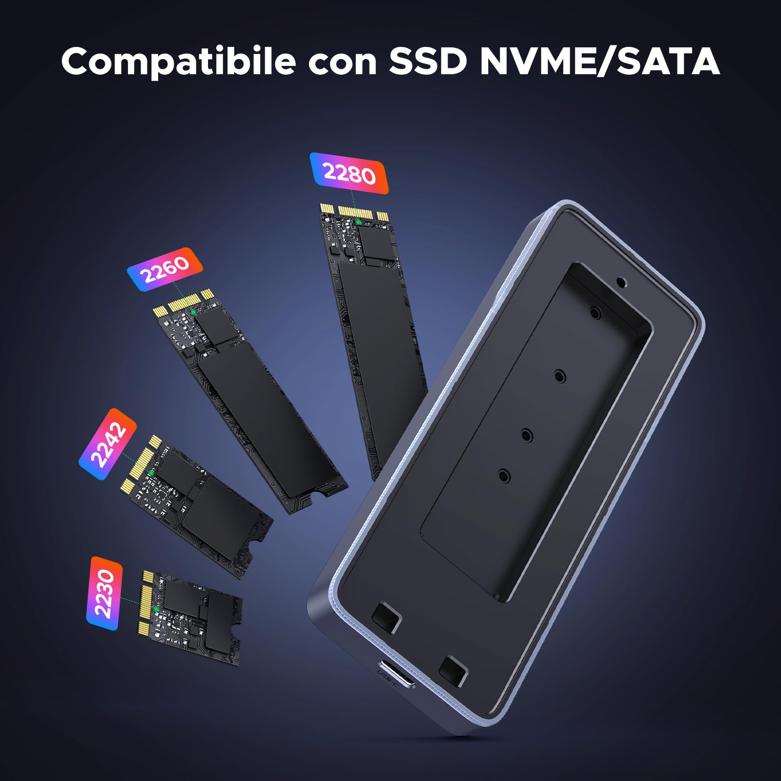 ugreen-enclosure-ssd-m-2-nvme-sata-20gbps-rgb-usb-c-alluminio image 5