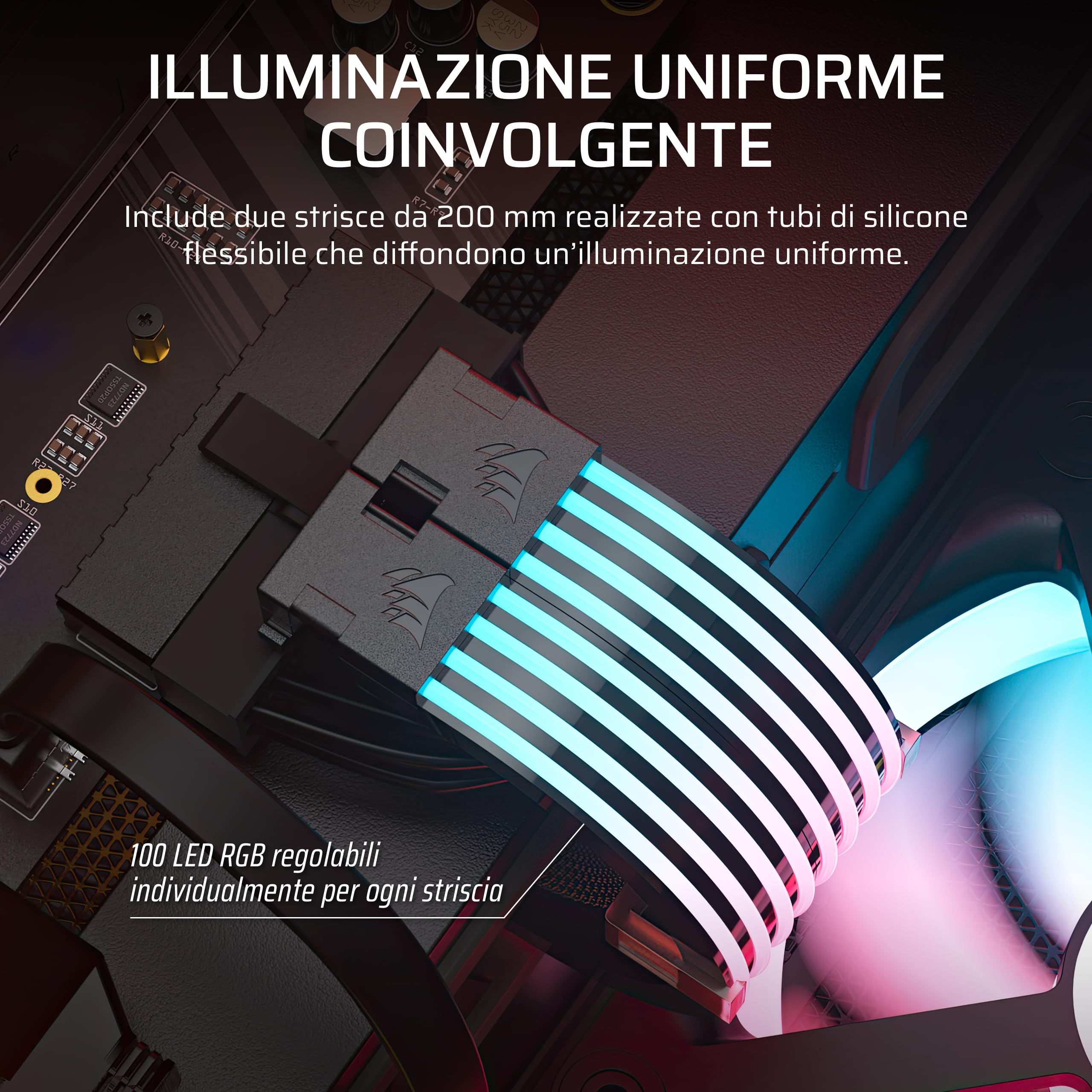 corsair-icue-argb-strisce-cavo-psu-2x-200mm-100-led-rgb-nero image 3