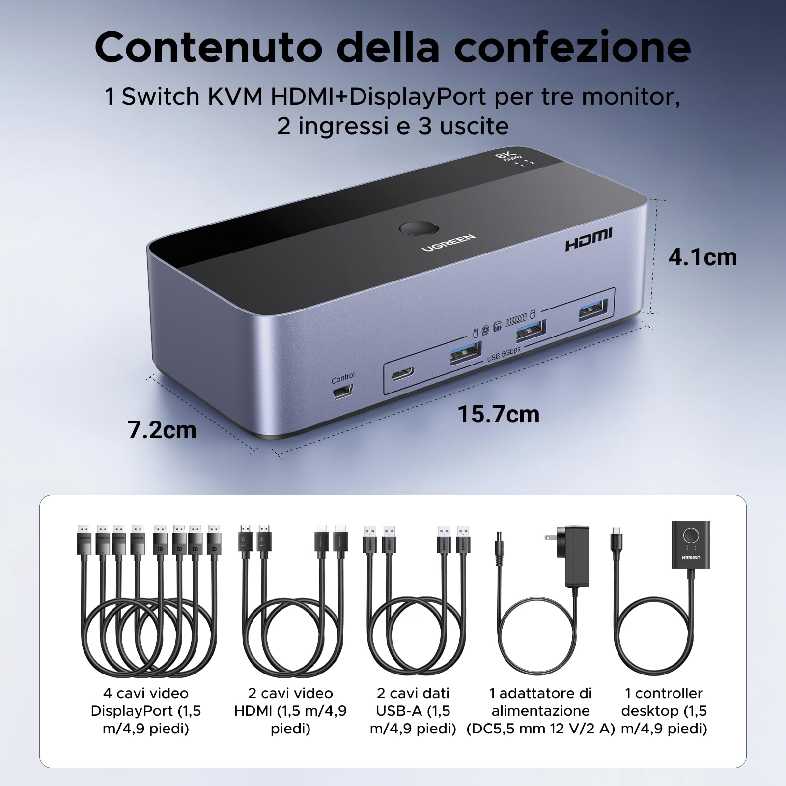 ugreen-switch-kvm-hdmi-2x-dp-2-pc-a-3-monitor-8k-60hz-con-4x-usb-5gbps image 8