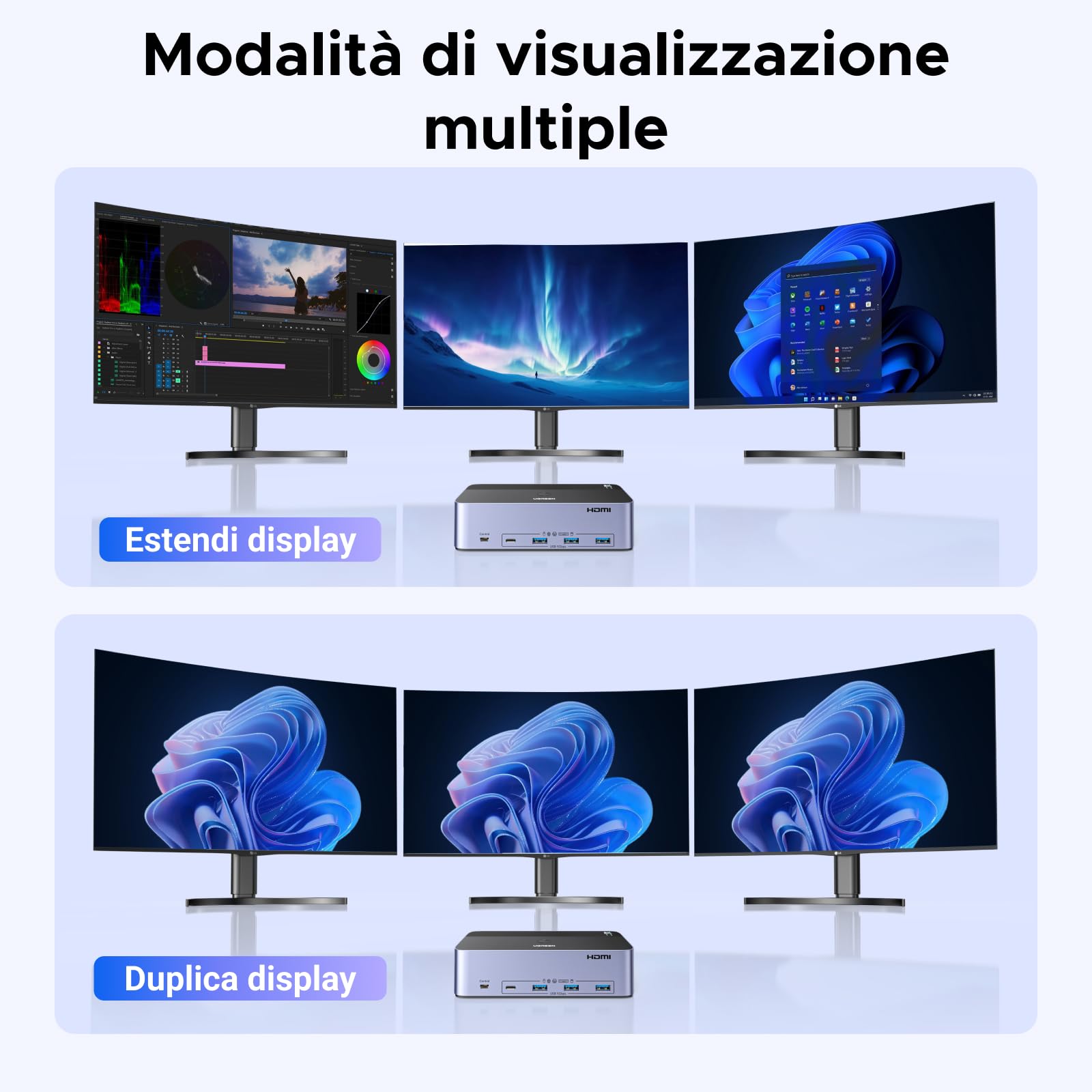 ugreen-switch-kvm-hdmi-2x-dp-2-pc-a-3-monitor-8k-60hz-con-4x-usb-5gbps image 4