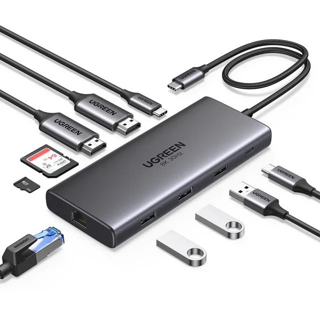 ugreen-revodok-pro-210-hub-usb-c-10-in-1-doppio-hdmi-4k60hz-8k30hz image 1