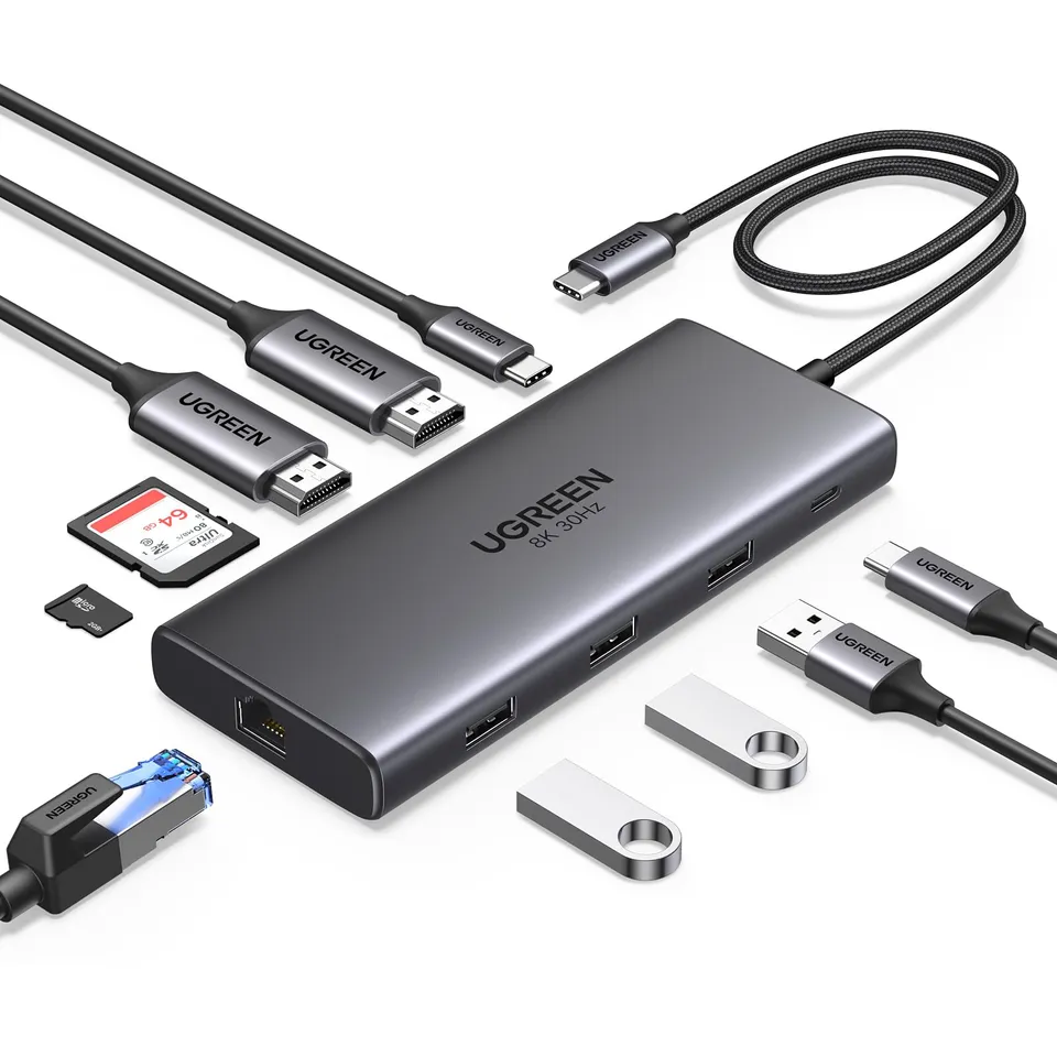 ugreen-revodok-pro-210-hub-usb-c-10-in-1-doppio-hdmi-4k60hz-8k30hz image 1