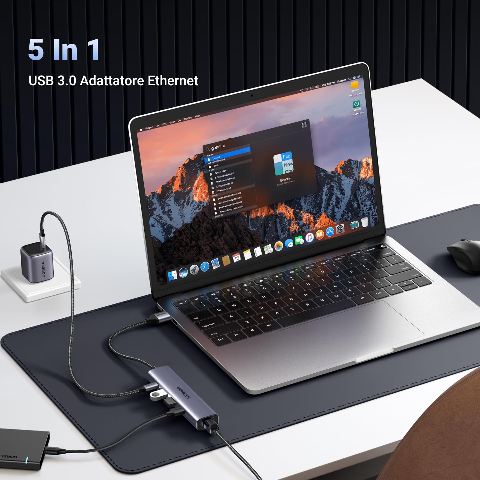 ugreen-hub-usb-3-0-ethernet-rj45-gigabit-5-in-1-in-alluminio image 2