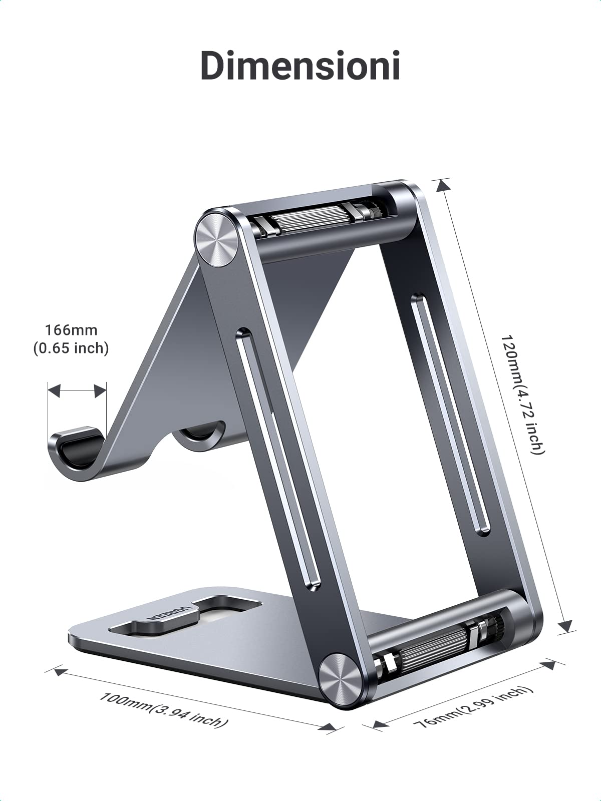 ugreen-supporto-telefono-da-tavolo-in-alluminio-pieghevole-argento image 3