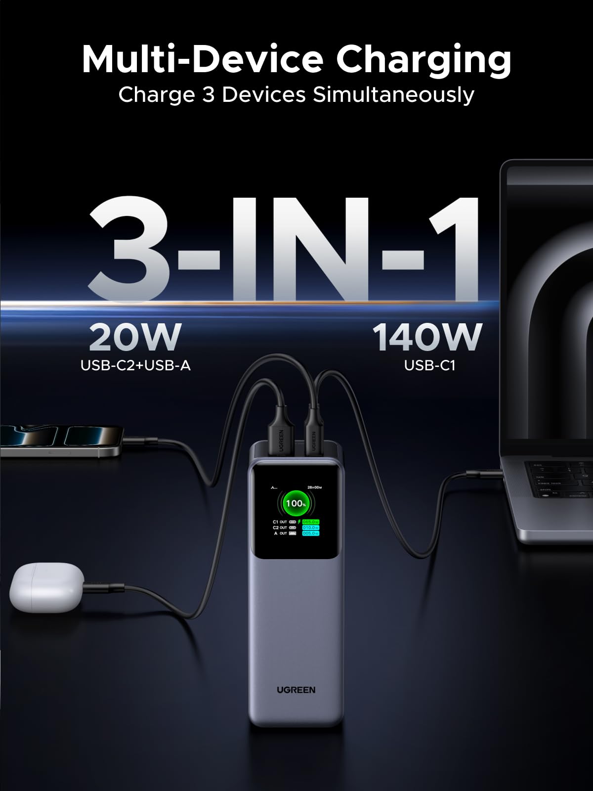 ugreen-nexode-pro-200w-power-bank-25000mah-usb-c-140w-con-display-tft image 7