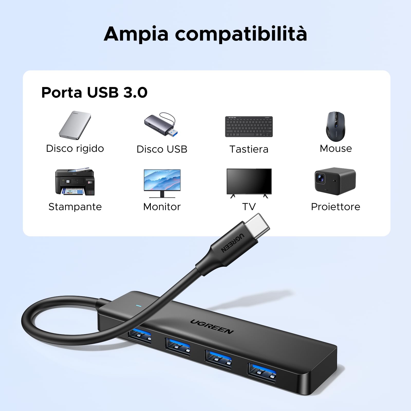 ugreen-hub-usb-c-a-4-porte-usb-3-0-5gbps-15cm image 8