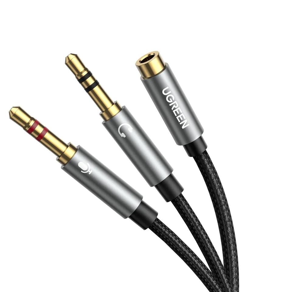 ugreen-sdoppiatore-audio-2-in-1-jack-3-5mm-cavo-adattatore-cuffie-microfono-20cm image 1