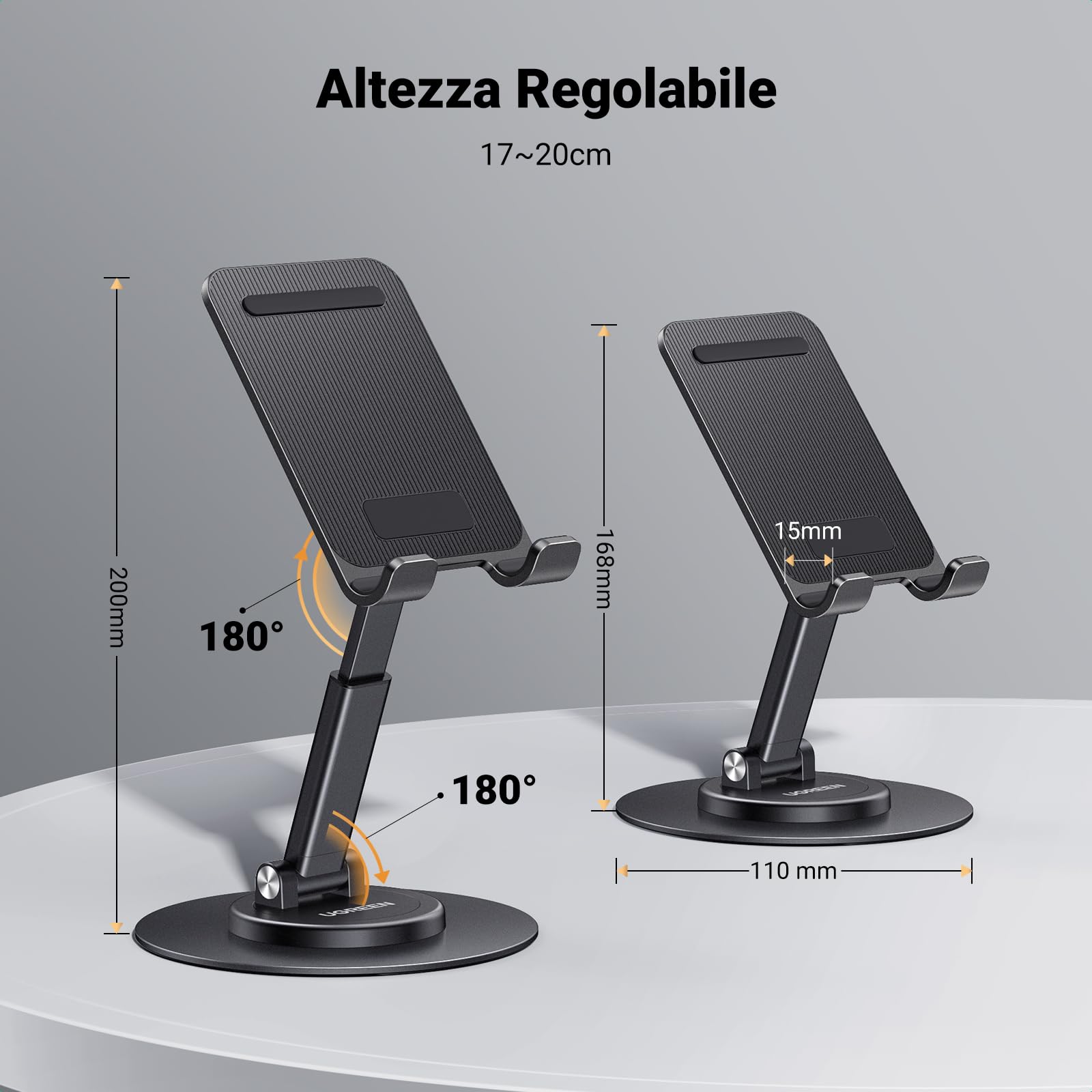ugreen-supporto-cellulare-e-tablet-regolabile-da-tavolo-base-girevole-360-allumi image 5