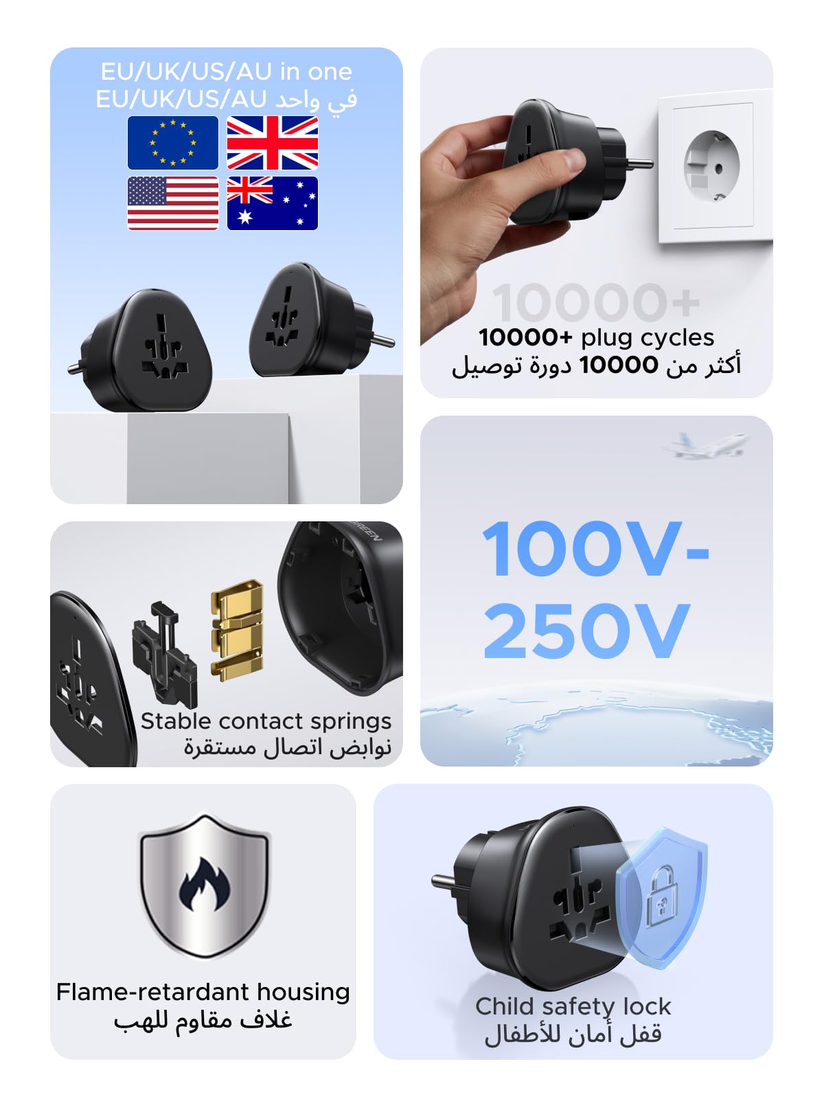 ugreen-adattatore-universale-da-viaggio-eu-tipo-e-f-nero-spine-a-b-c-g-i image 5