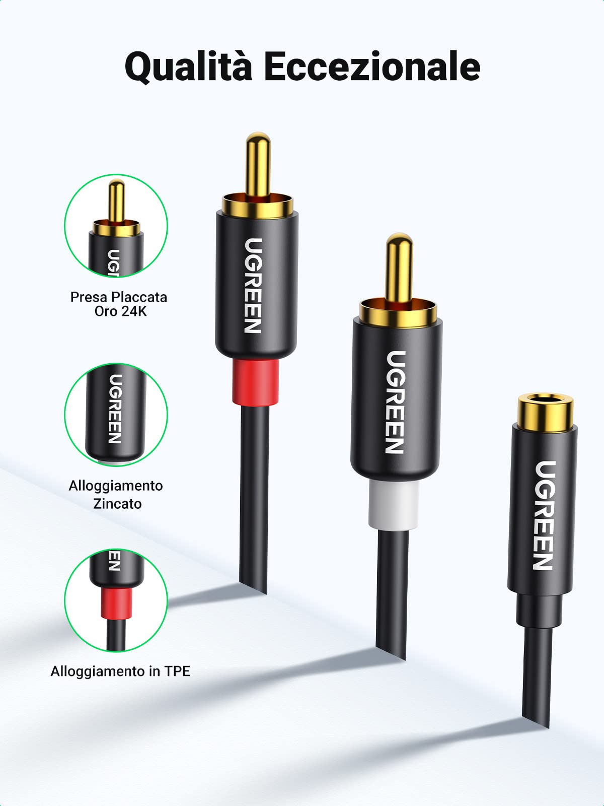 ugreen-adattatore-audio-2rca-maschio-a-jack-3-5mm-femmina-25cm image 4