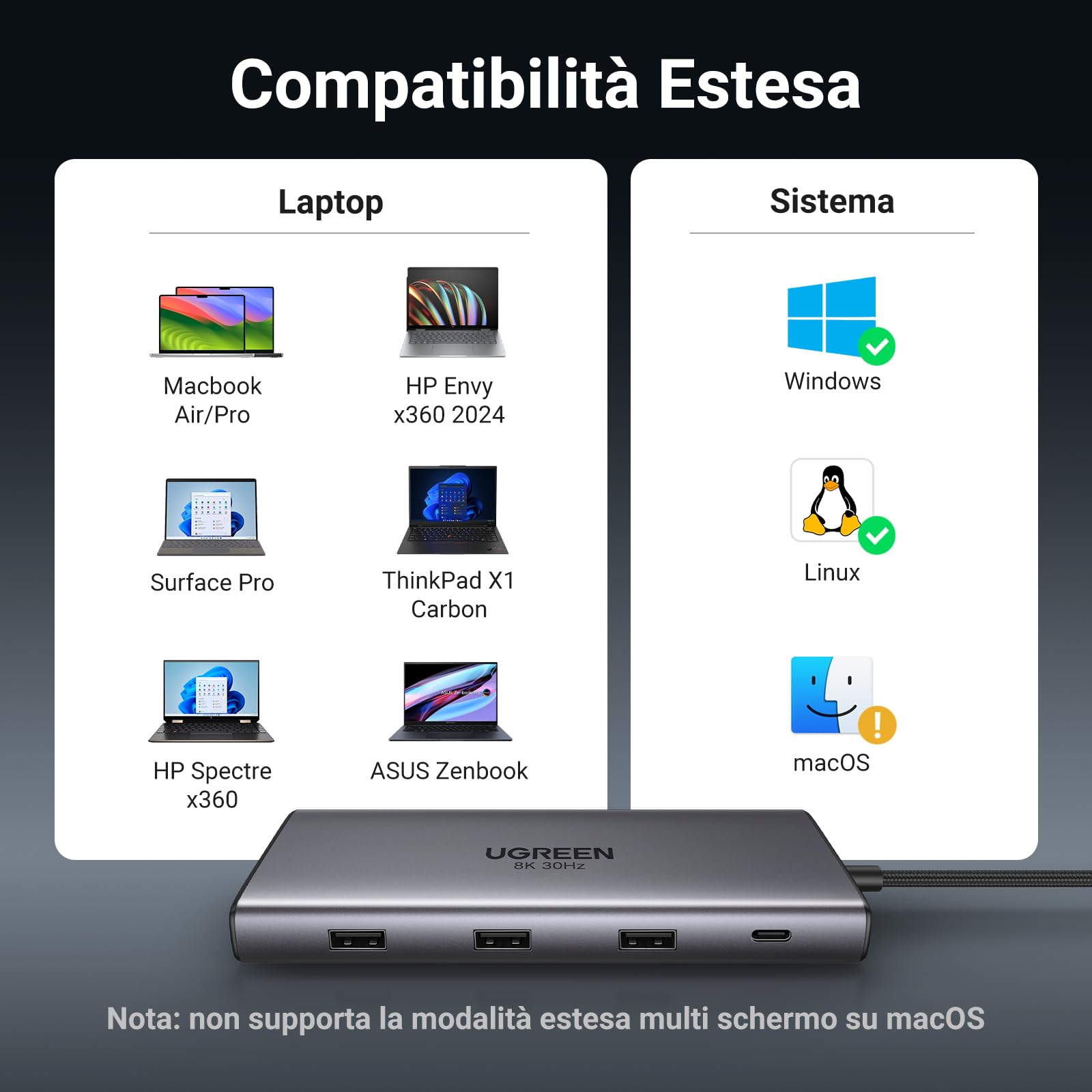 ugreen-revodok-pro-210-hub-usb-c-10-in-1-doppio-hdmi-4k60hz-8k30hz image 8