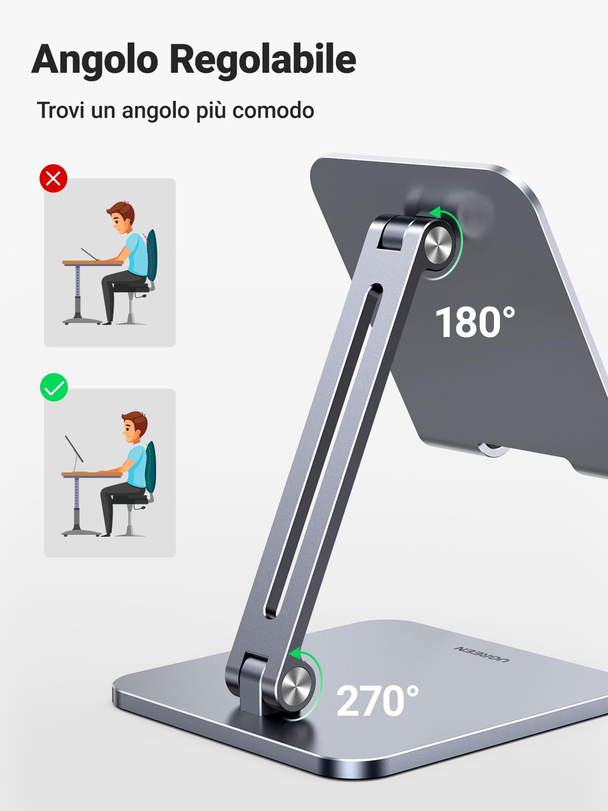 ugreen-supporto-tablet-e-smartphone-da-tavolo-pieghevole-in-alluminio-grigio-4-1 image 7