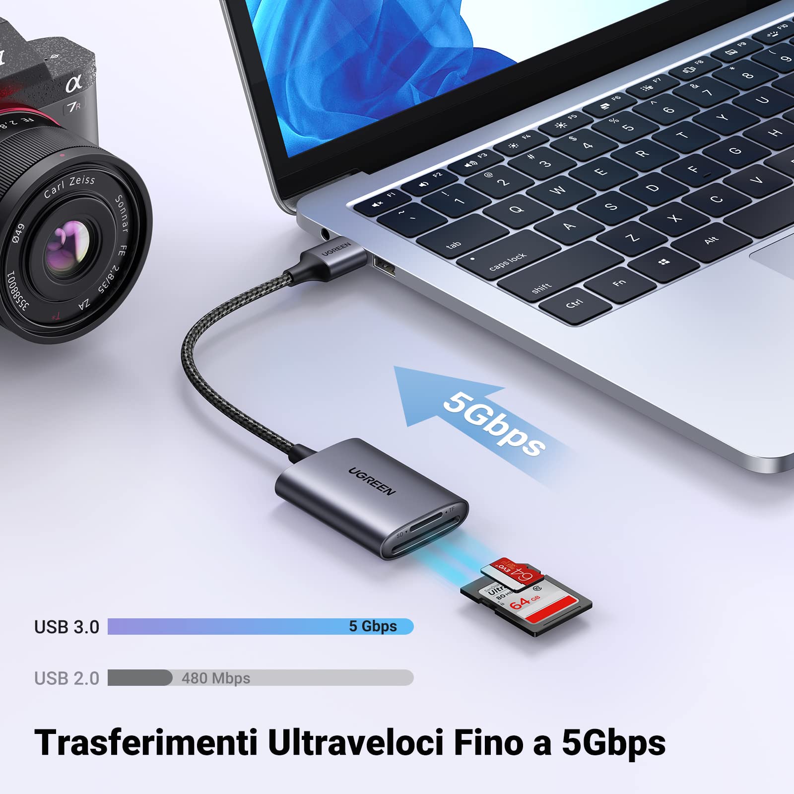 ugreen-lettore-schede-sd-microsd-usb-3-0-5gbps-in-alluminio image 2