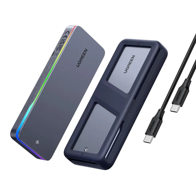 ugreen-enclosure-ssd-m-2-nvme-sata-20gbps-rgb-usb-c-alluminio image 1